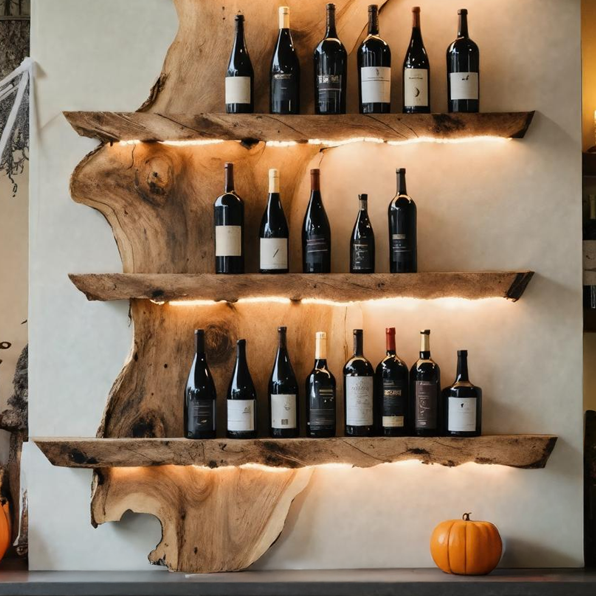 Handcrafted Solid Wood Wine Holder For Kitchen Halloween Style SILDTTRHWH002