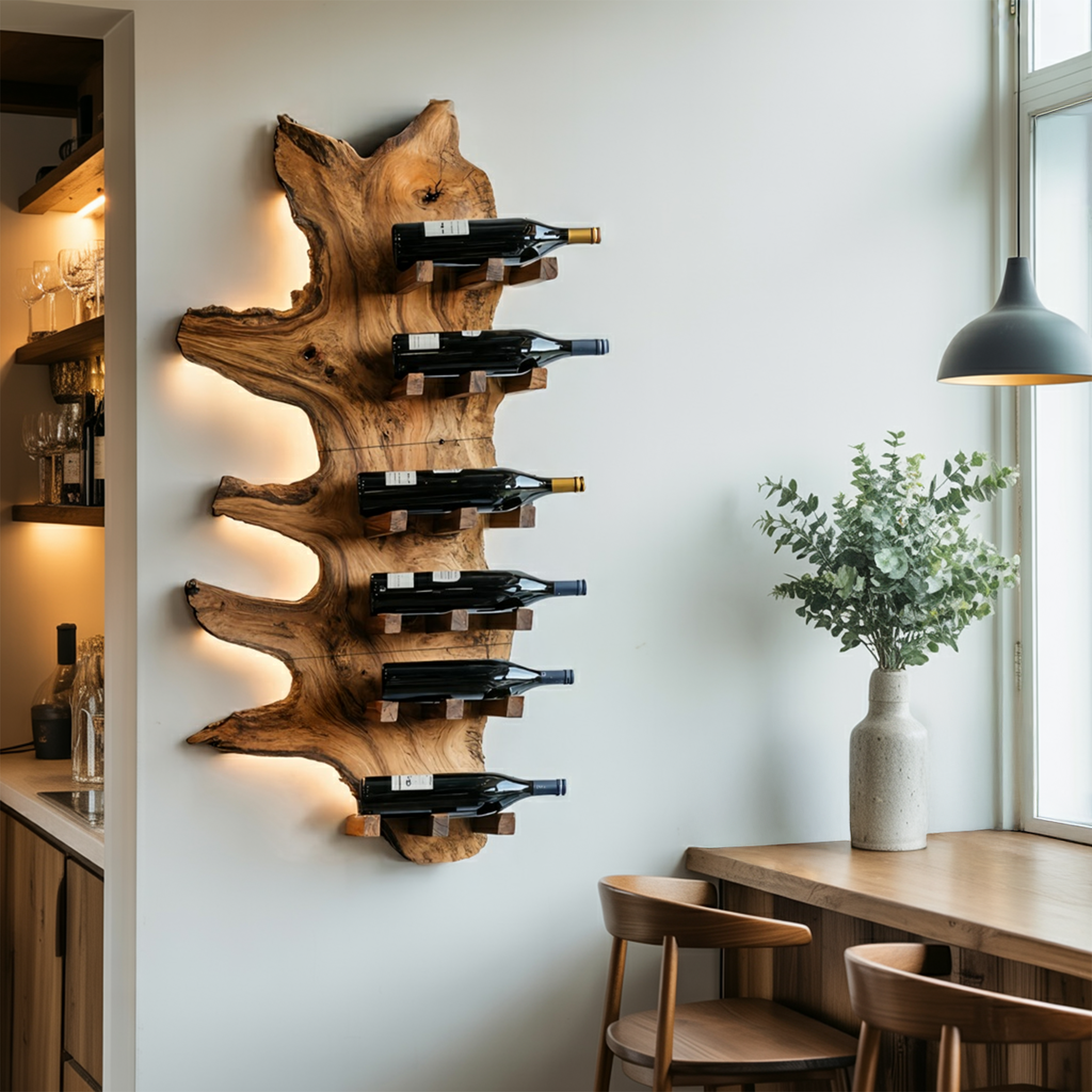 Modern Live Edge Wine Rack For Furniture Decor And Wine Shelf SILDTTRWH058