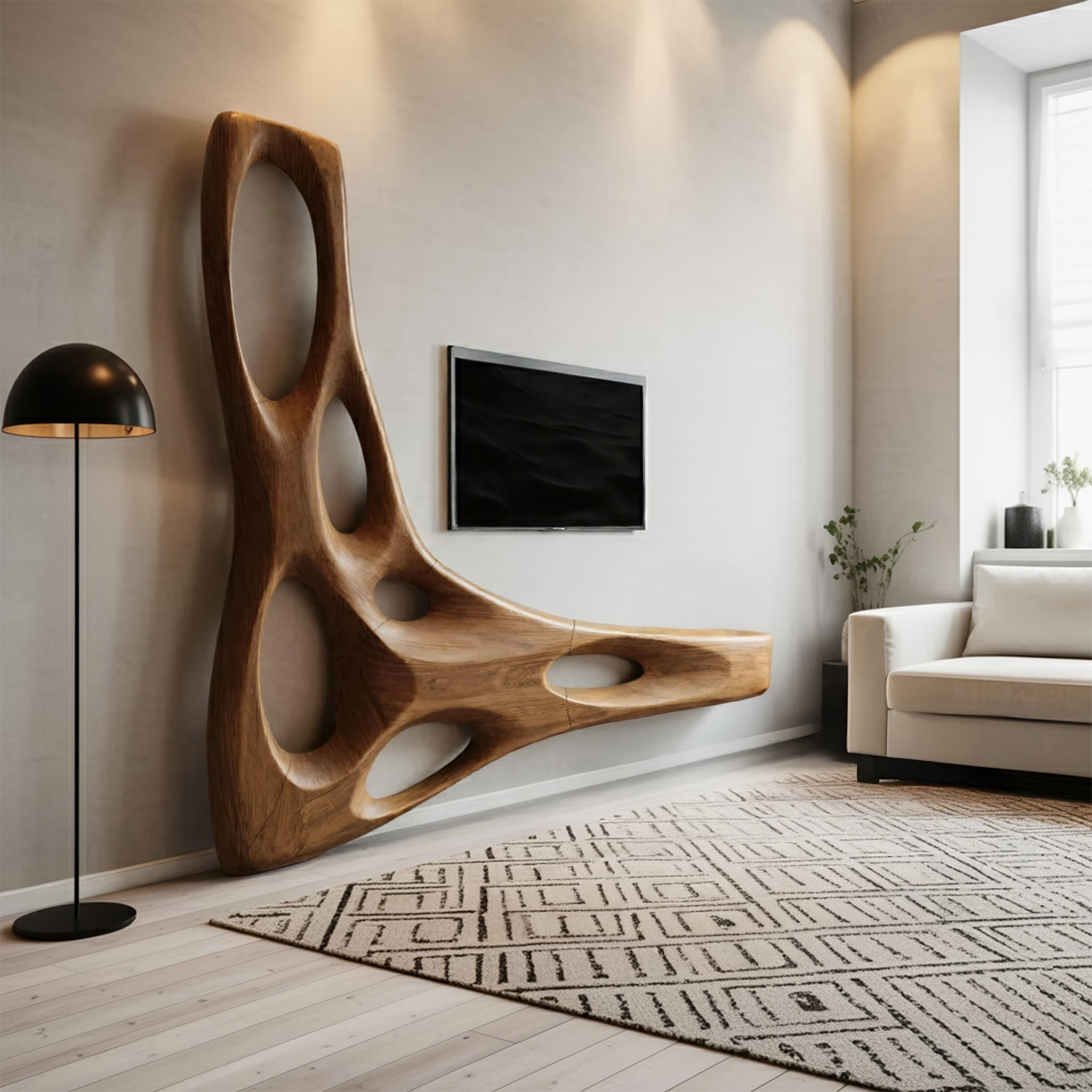 Artistic Organic Wall Mounted Media Console For Living Room SITHHNTVC038
