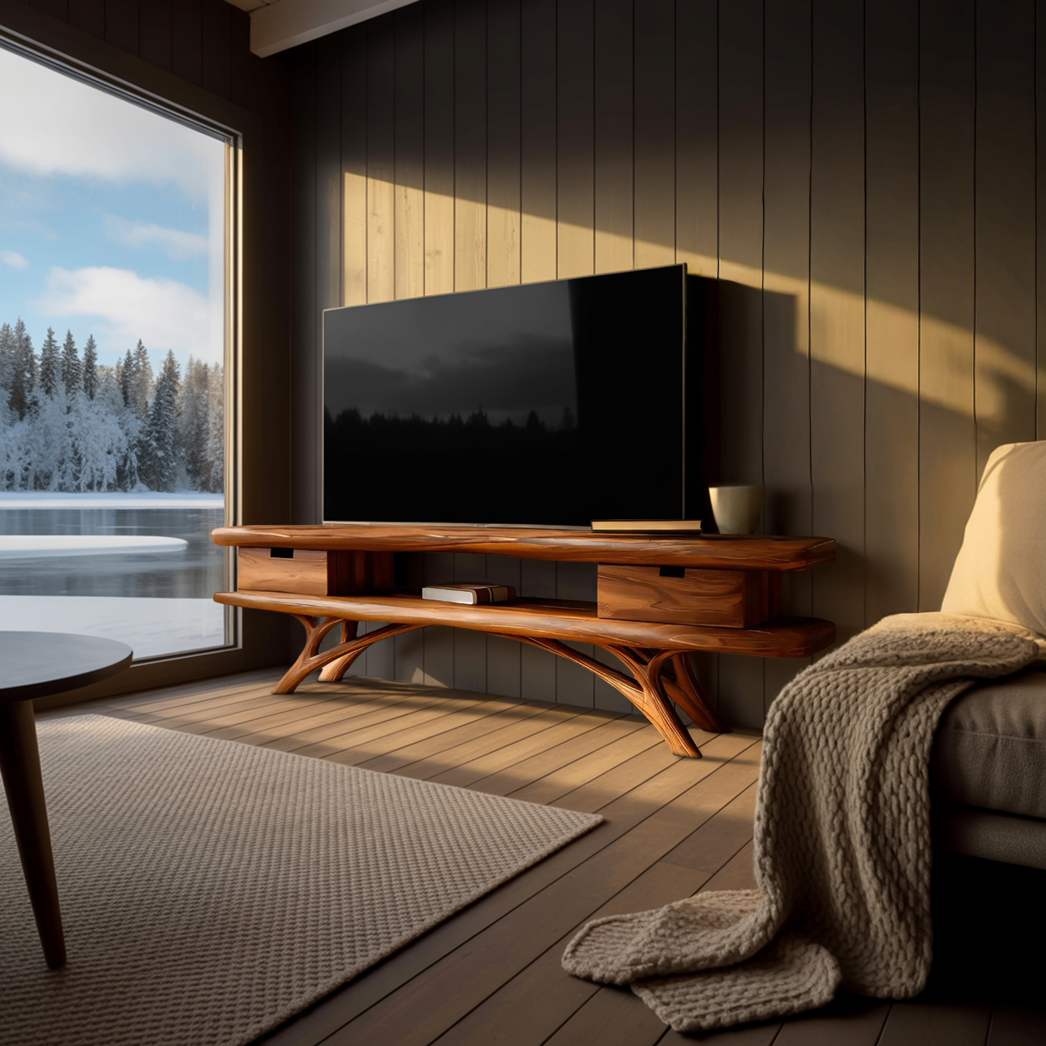 Artistic Curved TV Cabinet For Minimalist Interior Furniture RTTHTTTVC059