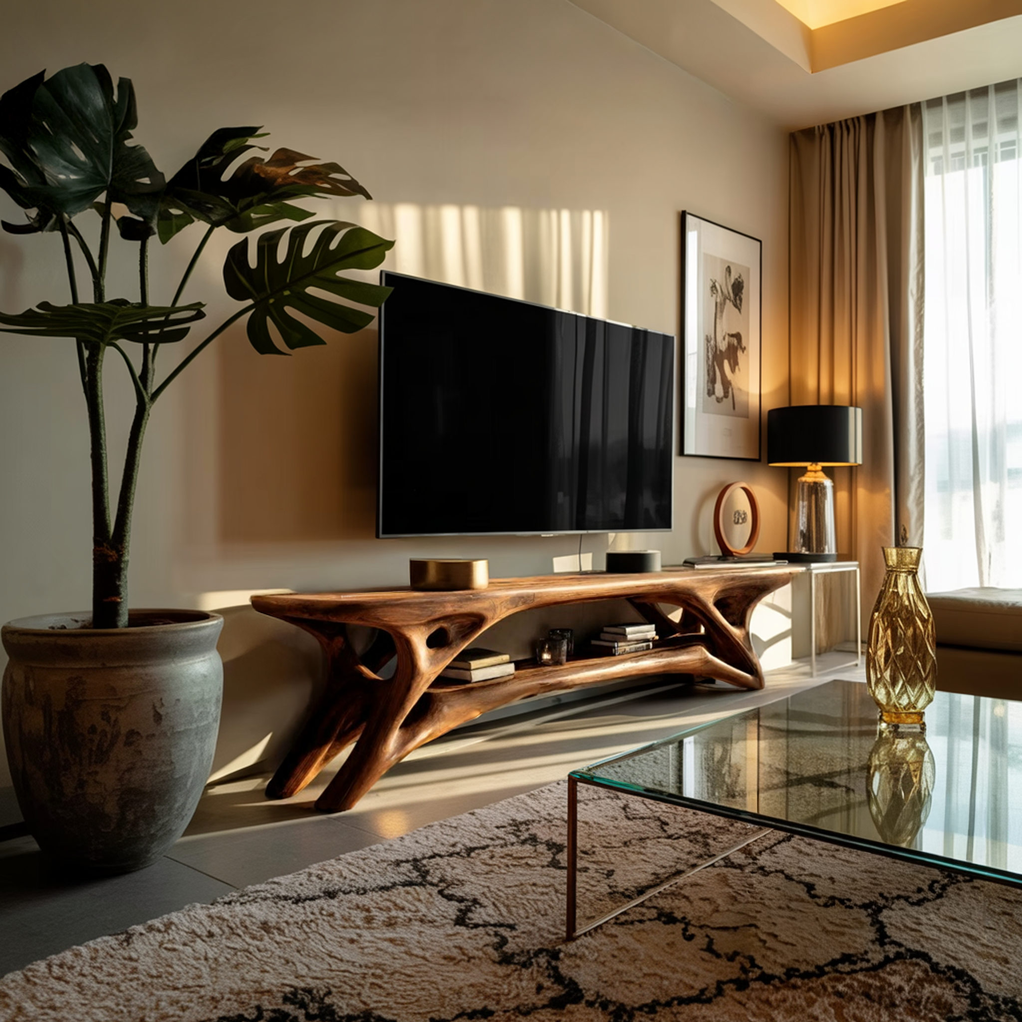 Elegant Curved  TV Cabinet For Contemporary Home Decor RTTHTTTVC061