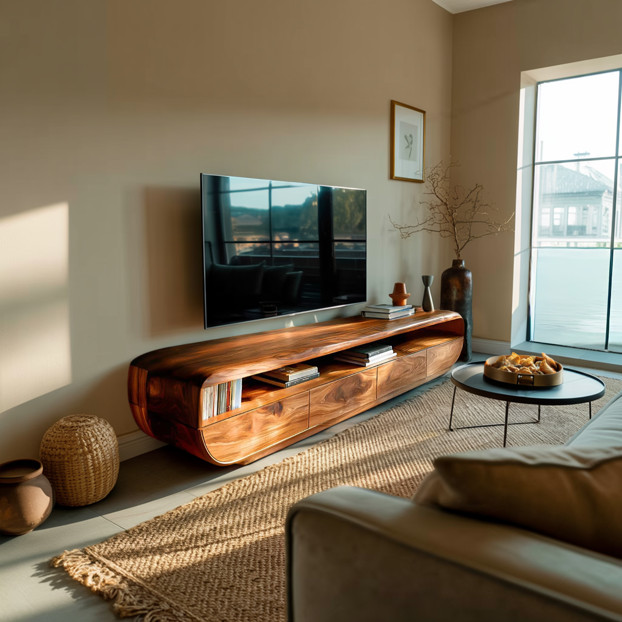Handcrafted TV Cabinet Design Spacious Drawers For Living RTTHTTTVC066