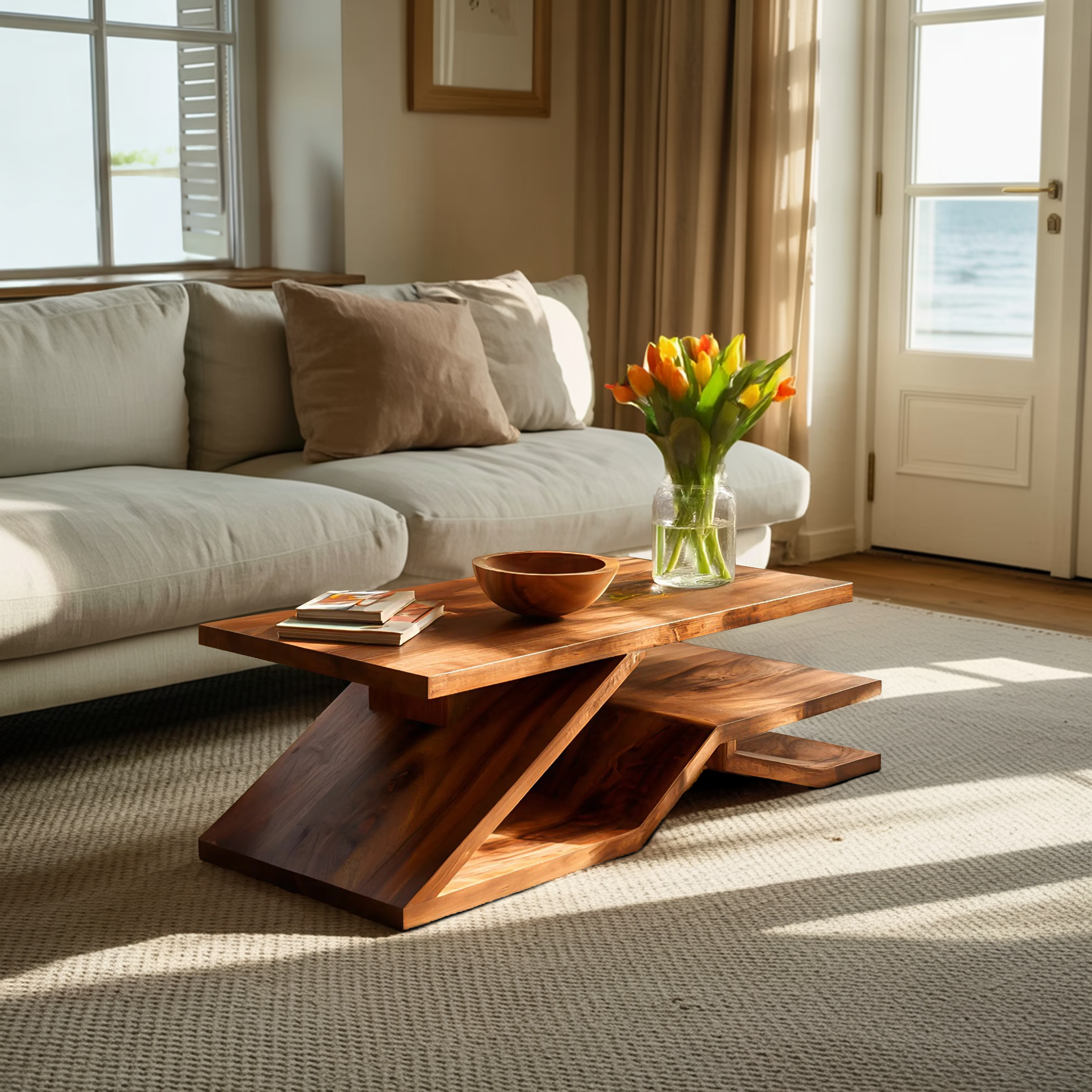 Rustic Coffee Table With Shelf Storage For Living Decor RTTHTTCF006