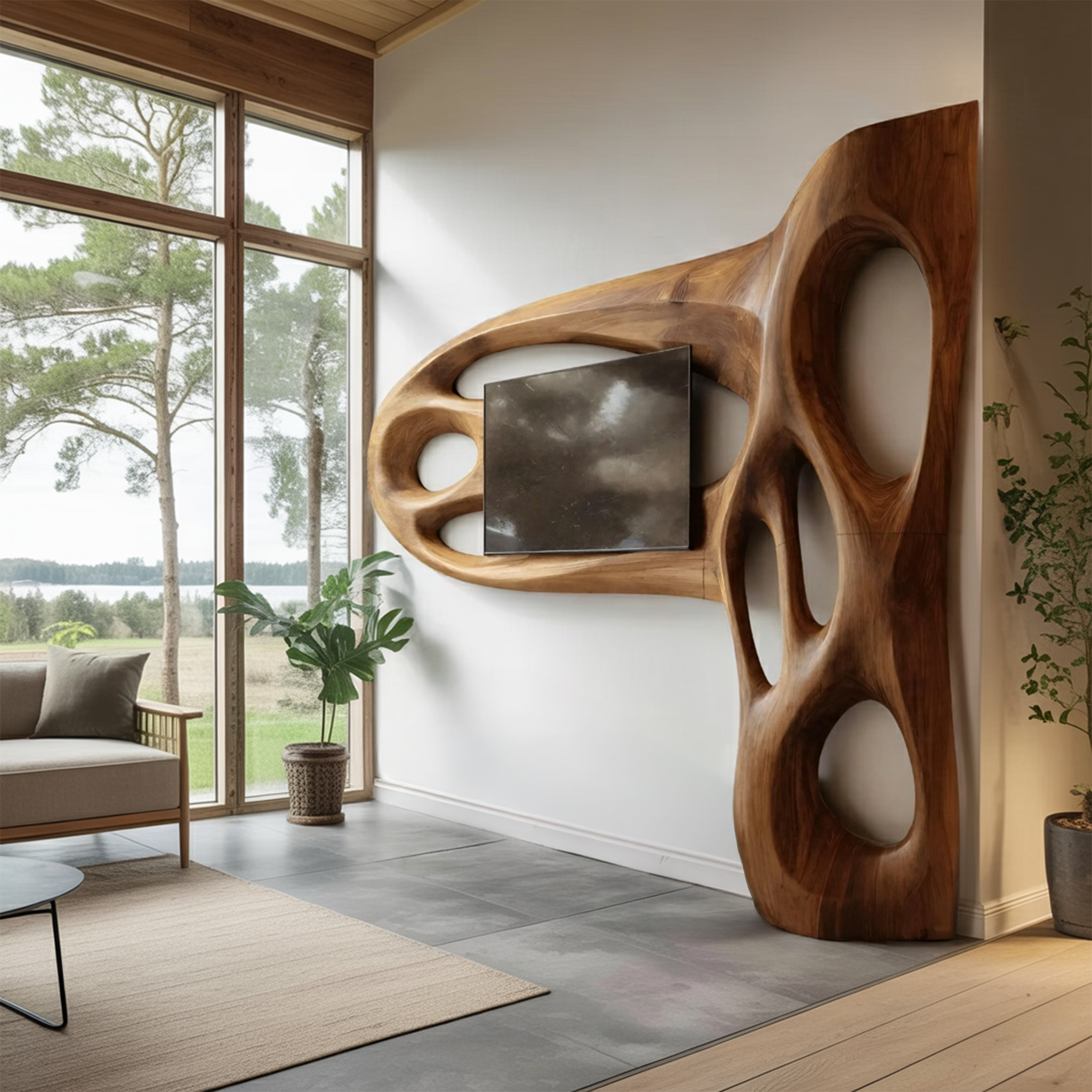 Contemporary Sculptural TV Frame For Living Room Decor SITHHNTVC039
