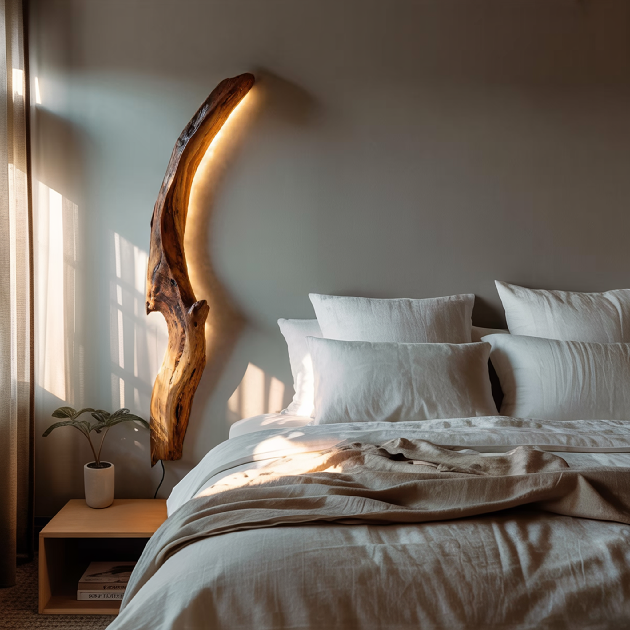Organic Wall Sconce Curved For Bedroom Or Entryway Decor SITHTTLAM028