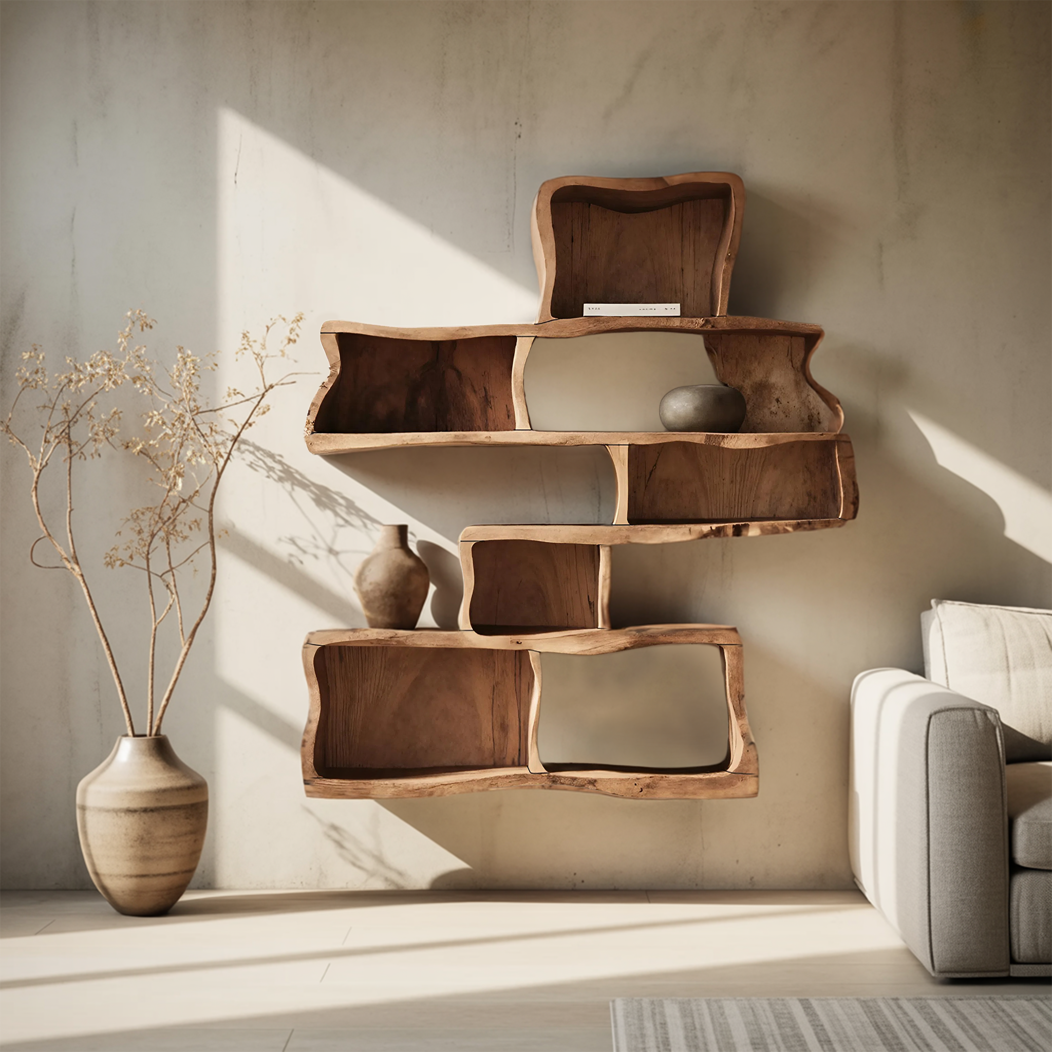 Handcrafted Floating Shelf for Modern Living Room Design SILDTTNWMS010
