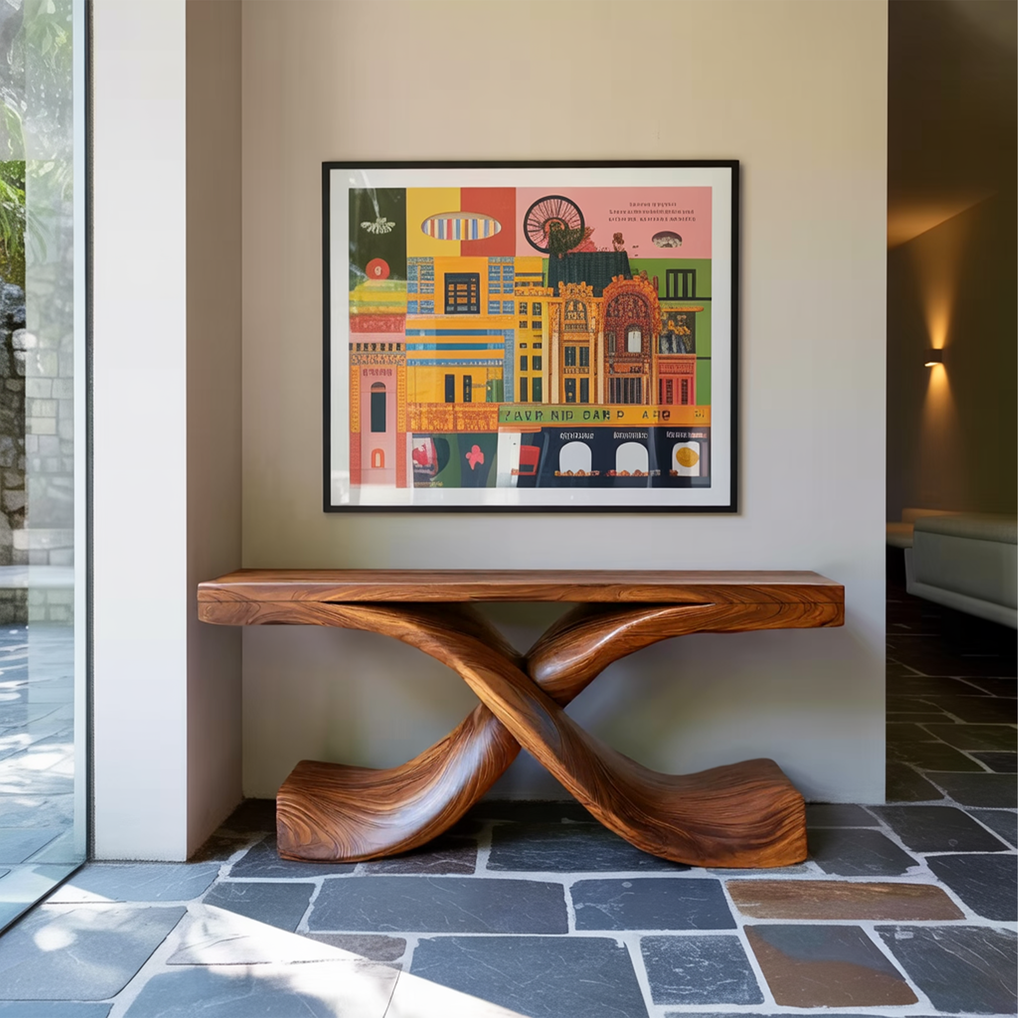 Modern Sculptural Console Table With Twisted Base For Living Room SITHTTCS003