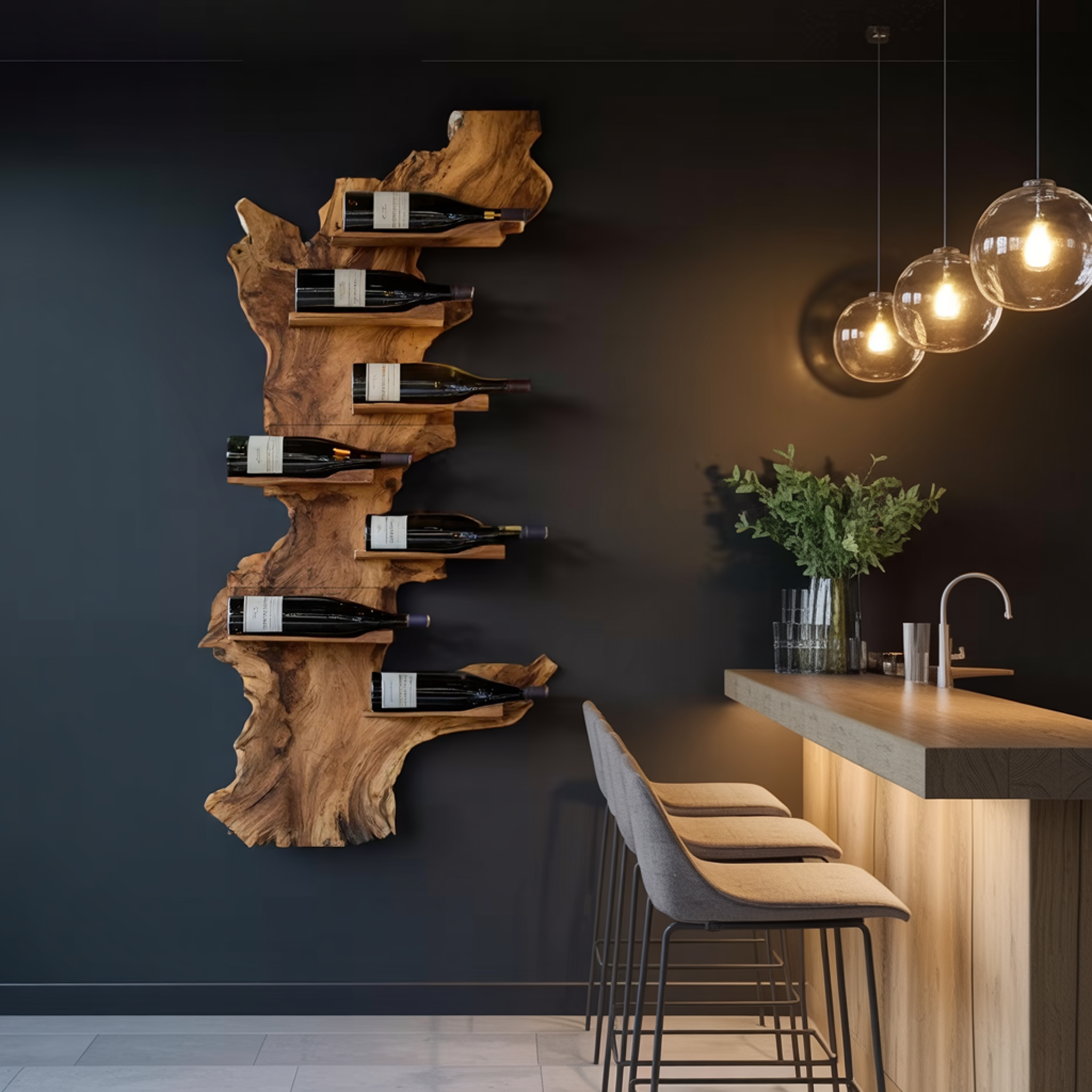 Modern Live Edge Wine Holder For Living Room Furniture Decor SILDTTRWH046