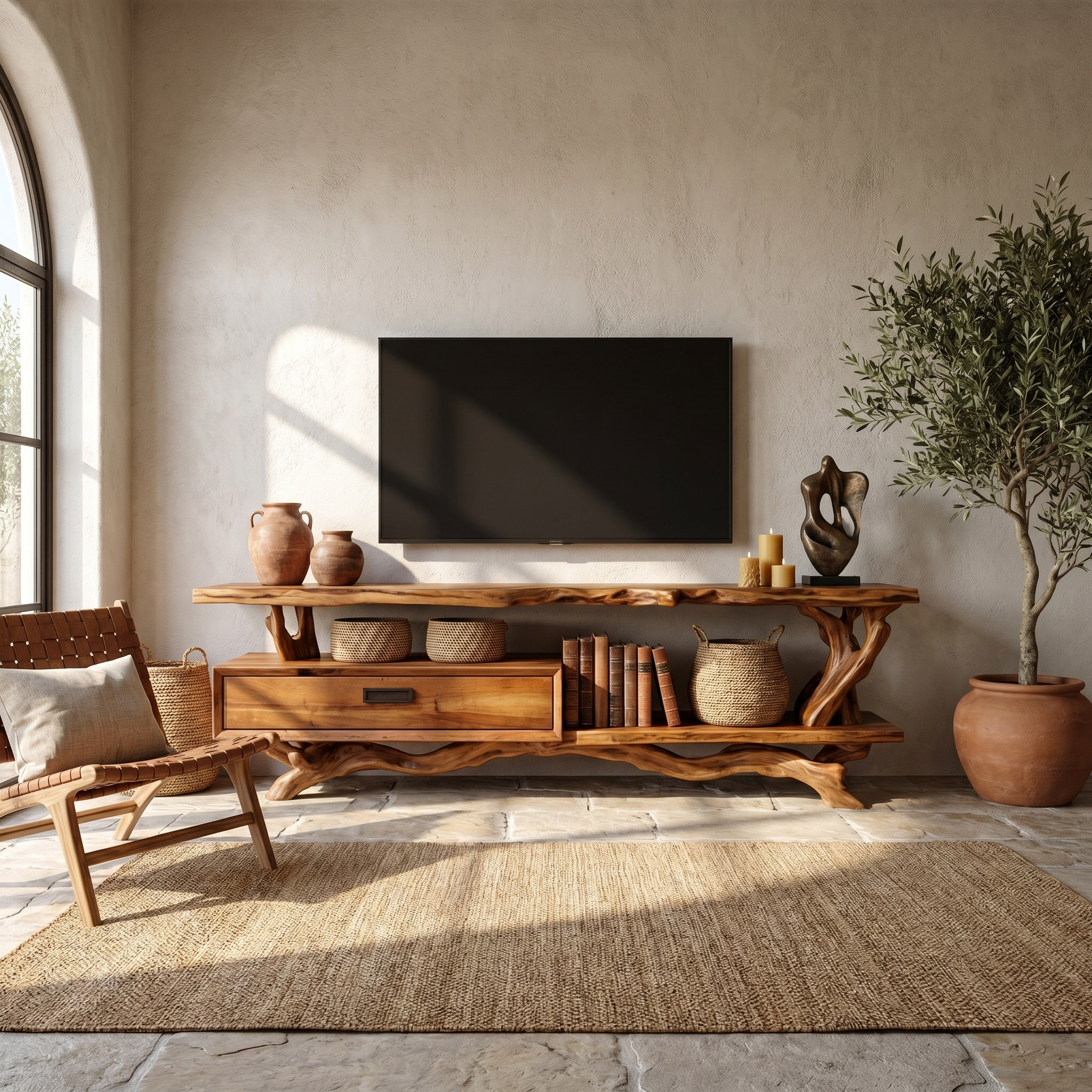 Rustic Live Edge TV Cabinet Living Room SINLSASC211