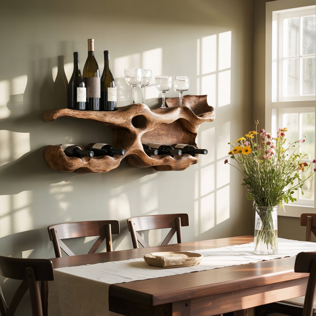 Farmhouse Wine Holder For Living Room Shelf Accent SILDTTNWH016