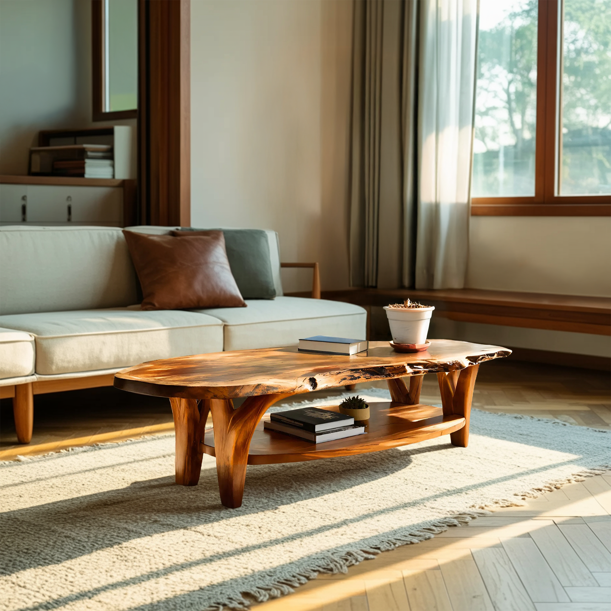 Modern Live Edge Coffee Table For Living Room Decor RTTHTTCF033