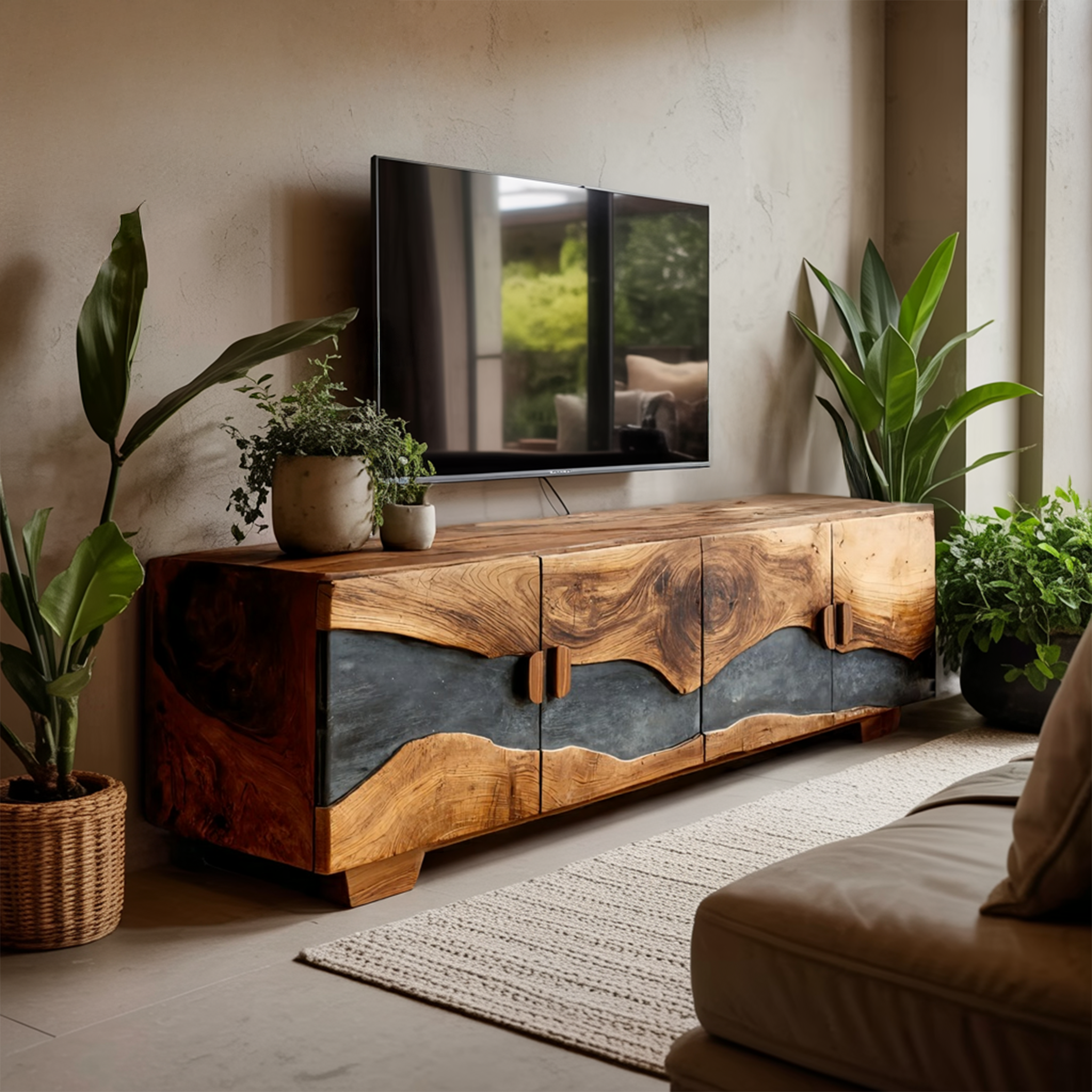 Mid Century Solid Wood TV Console For Living Room Decor SILDTTNTVC086