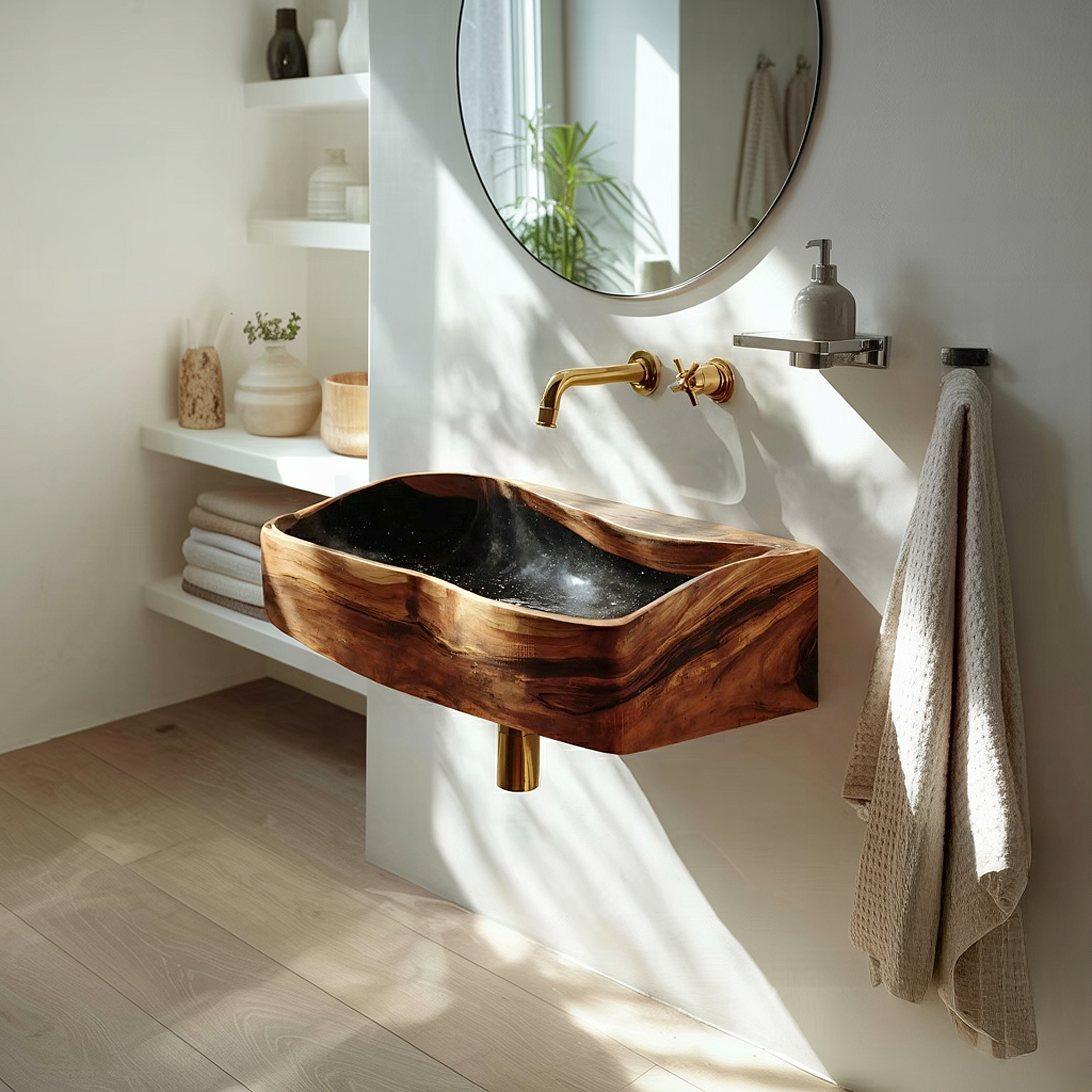 Handcrafted Wooden Vanity Sink For Bathroom Furniture Decor SILDTTNVS055