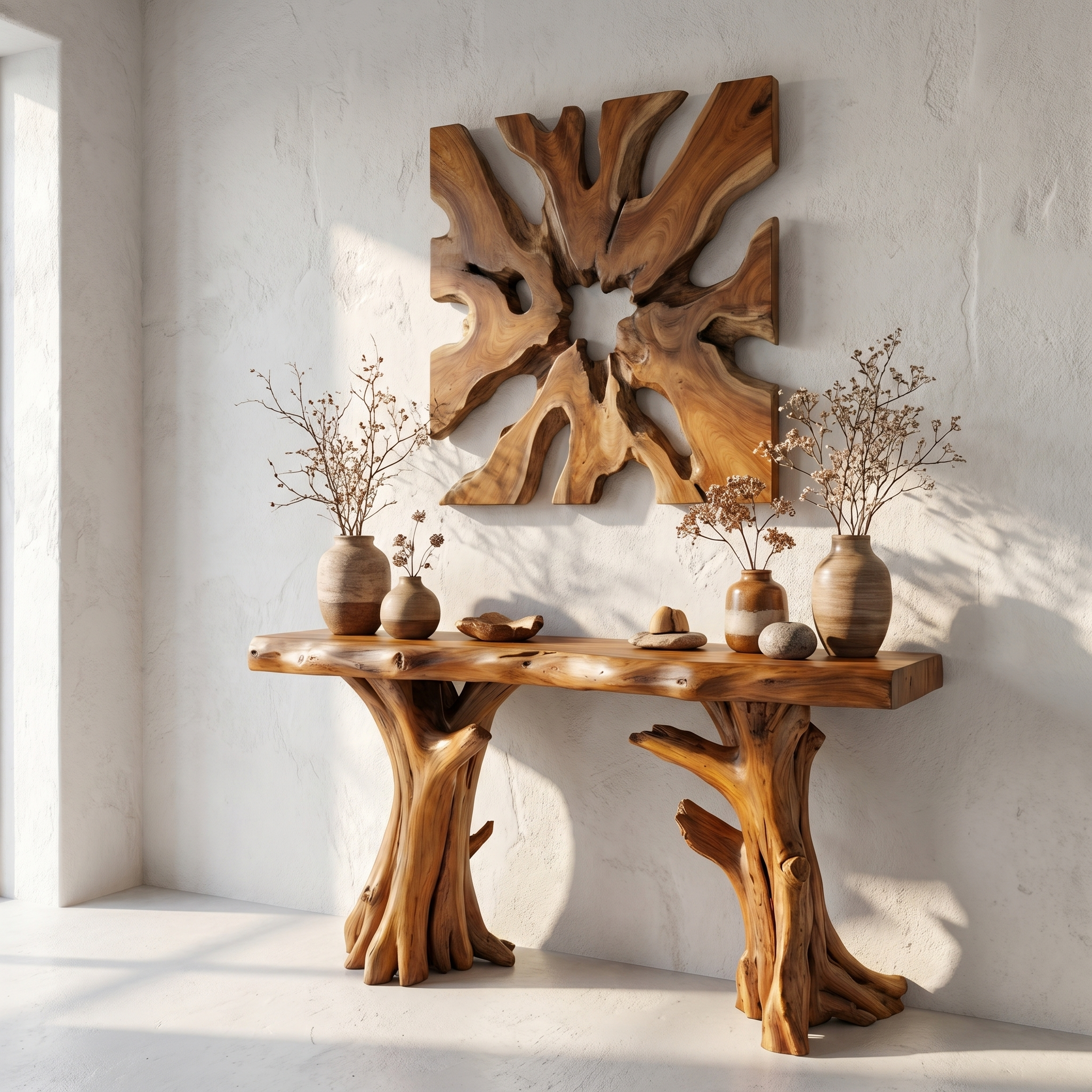 Coastal Driftwood Console Table Natural Tree Trunk Legs SINLSACS062