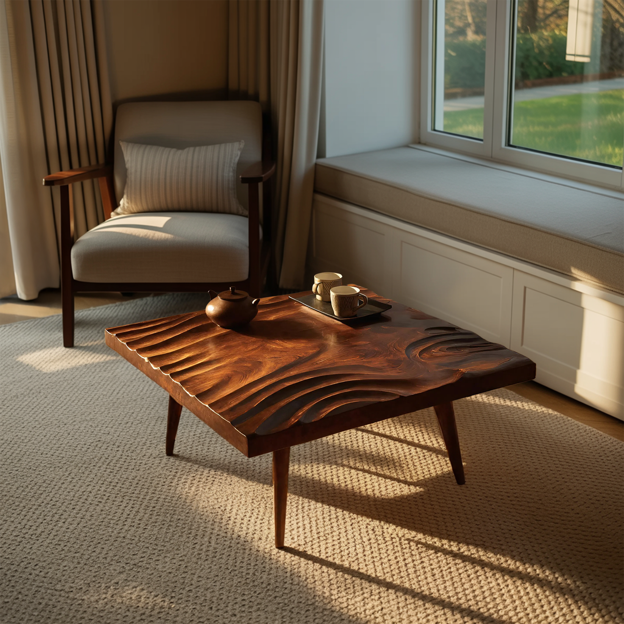 Handcrafted Irregular Solid Wood Coffee Table For Furniture Decor SILDTTRCF071