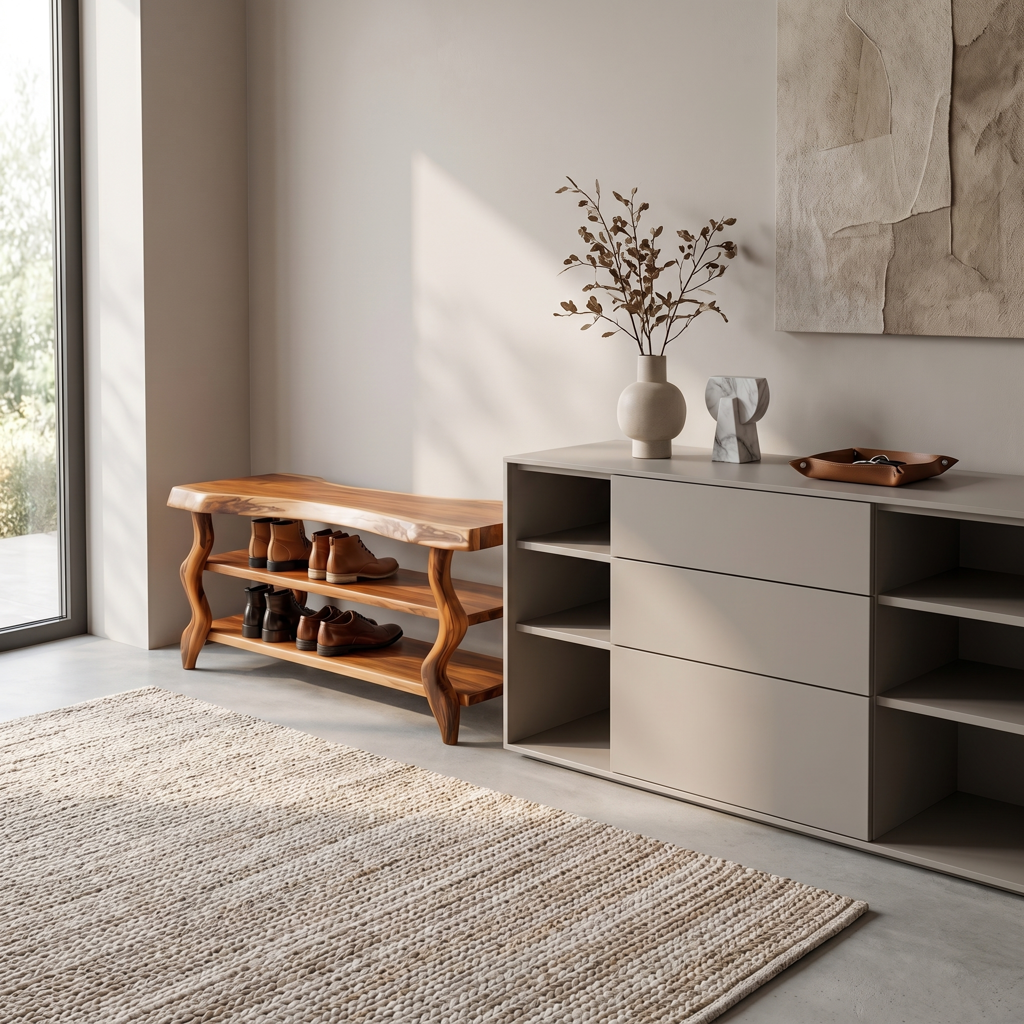 Artisan Rustic Shoe Bench Hallway And Living Room SINLSASB078