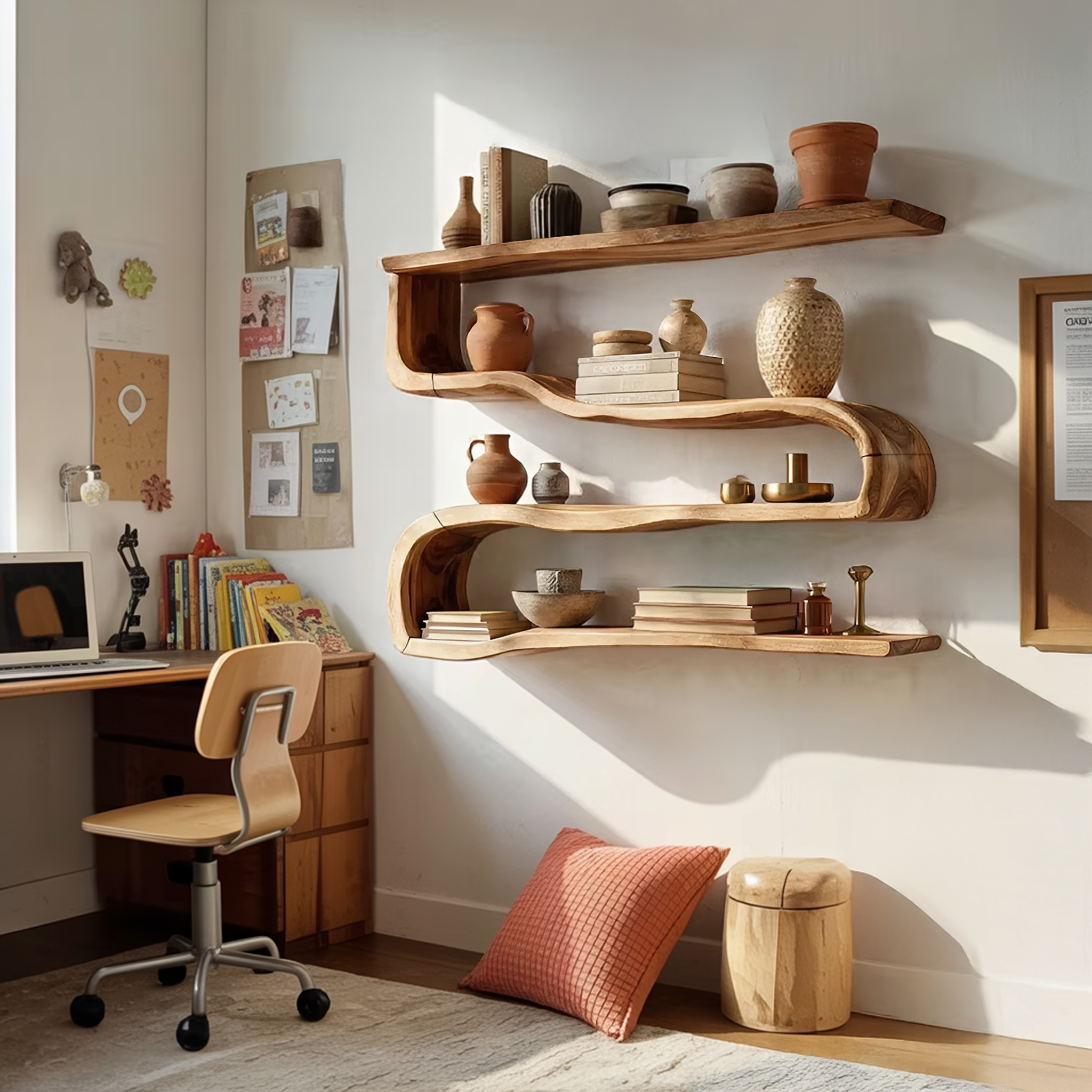 Modern Wooden Shelving Unit For Living Room Wall Storage SILDTTRWMS021