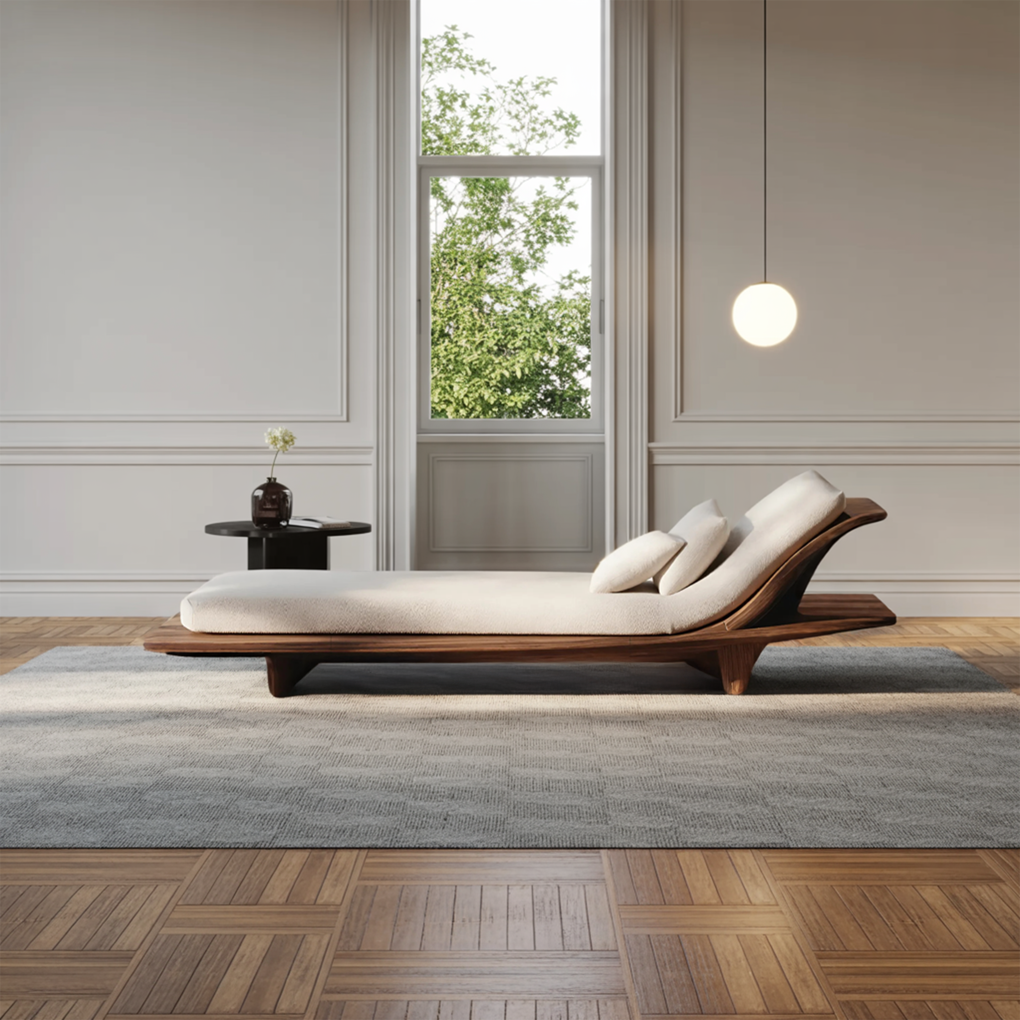 Rustic Solid Wood Garden Daybed For Bedroom Furniture Decoration SILDTTNDB019
