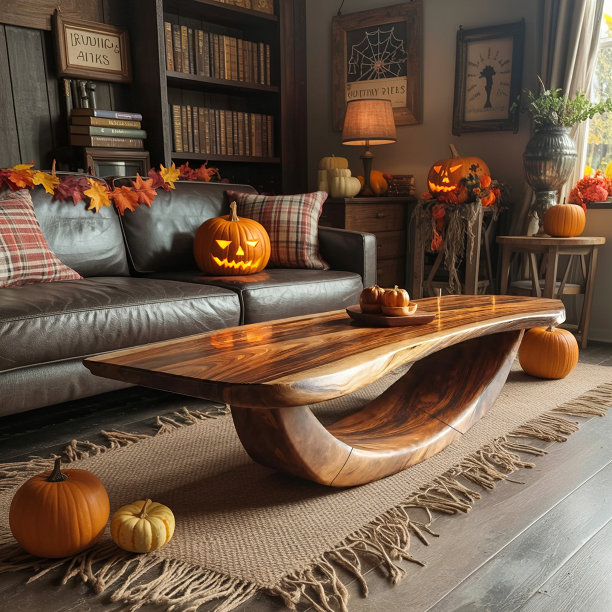 Farmhouse Wooden Live Edge Coffee Table Livingroom Decor Haunted Look SILDTTNHCF027