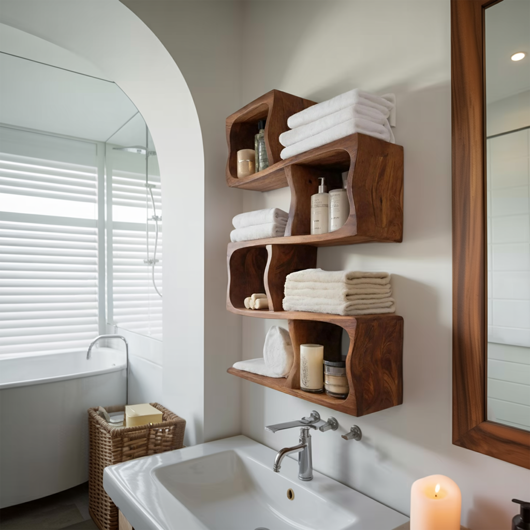 Organic Wall Shelf For Bathroom Wall Use RTTHHNBAS010