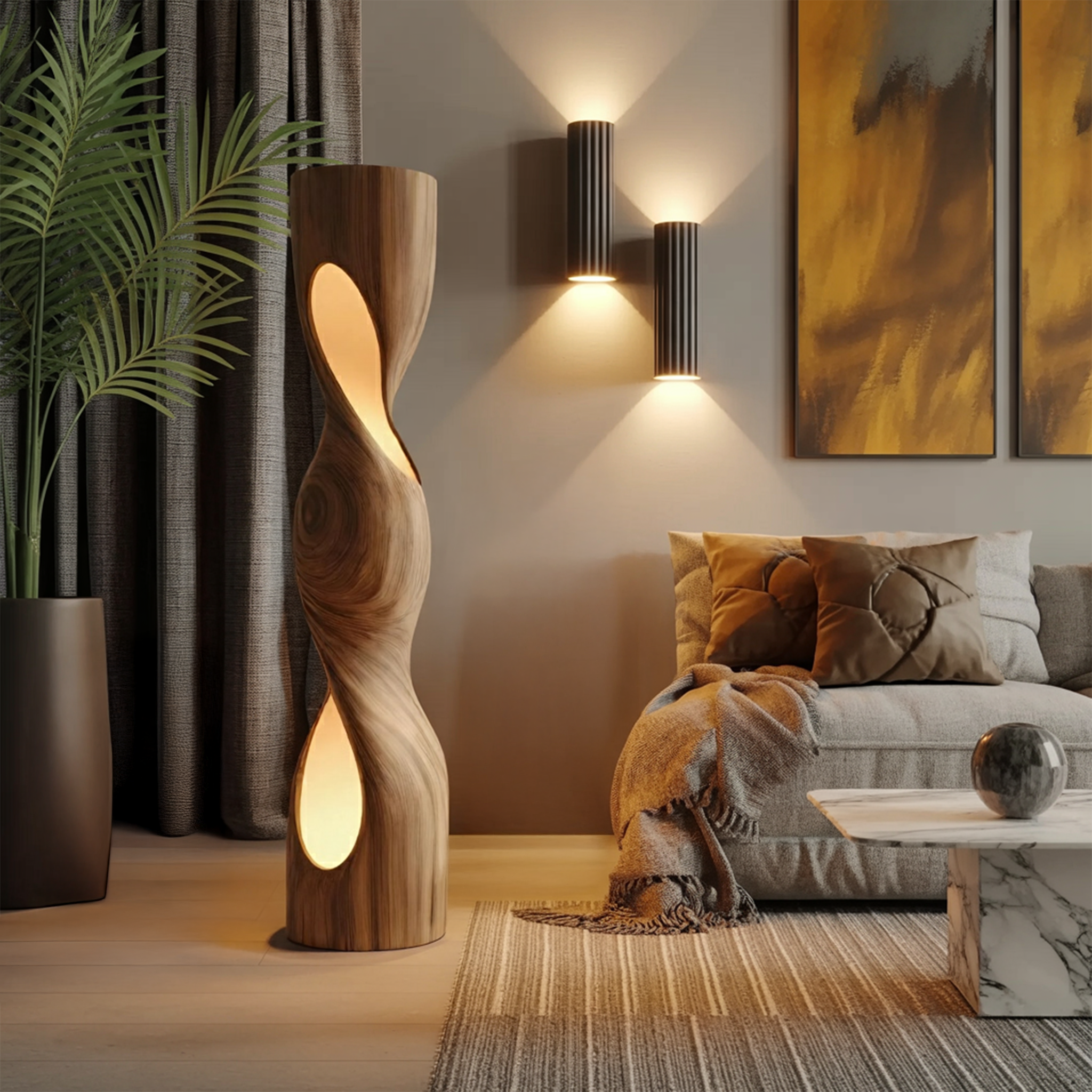 Organic Sculptural Twisted Floor Lamp For Living Room Or Bedroom SITHHNLAM030