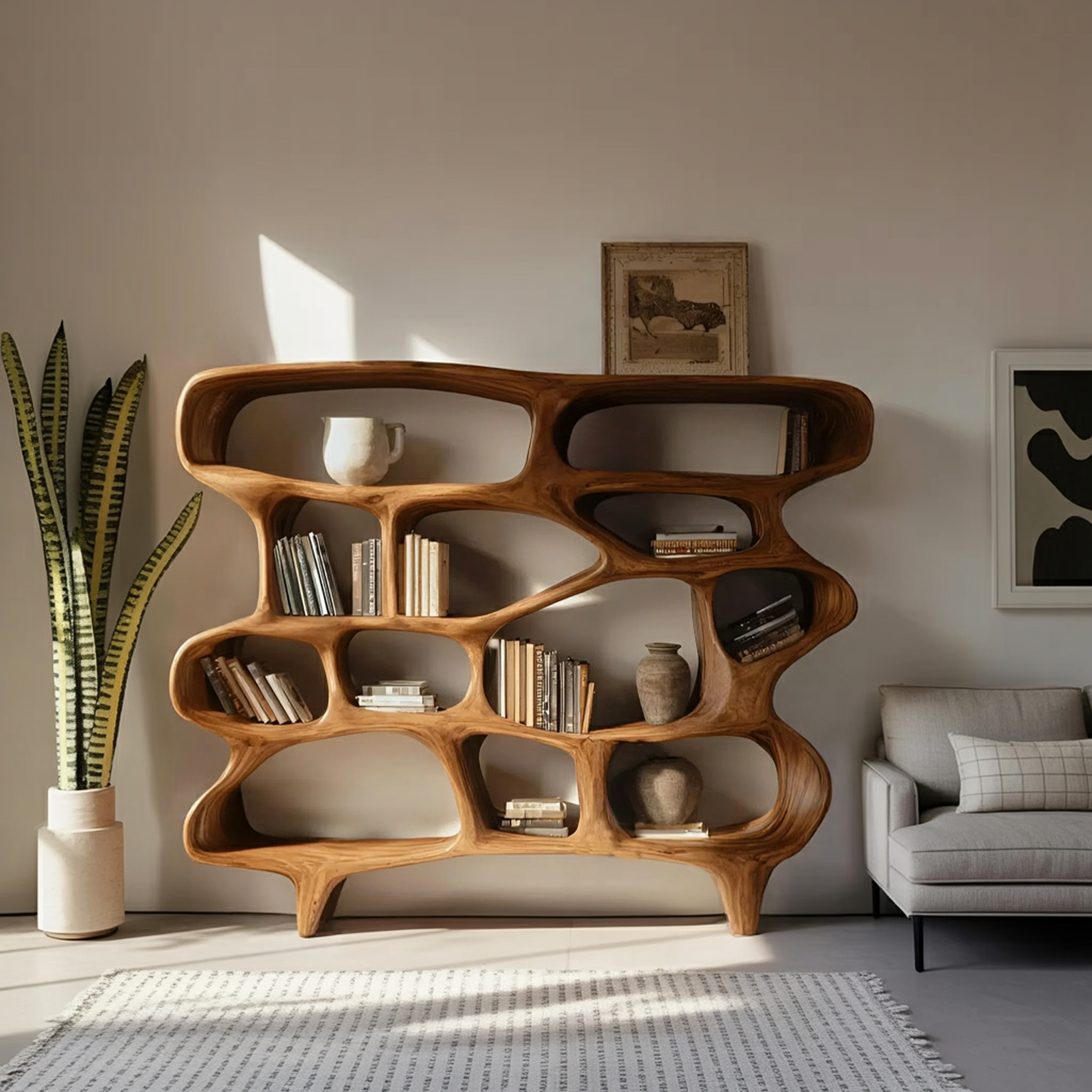 Organic Sculptural Bookshelf For Living Room Or Office Decor SITHHNBS065