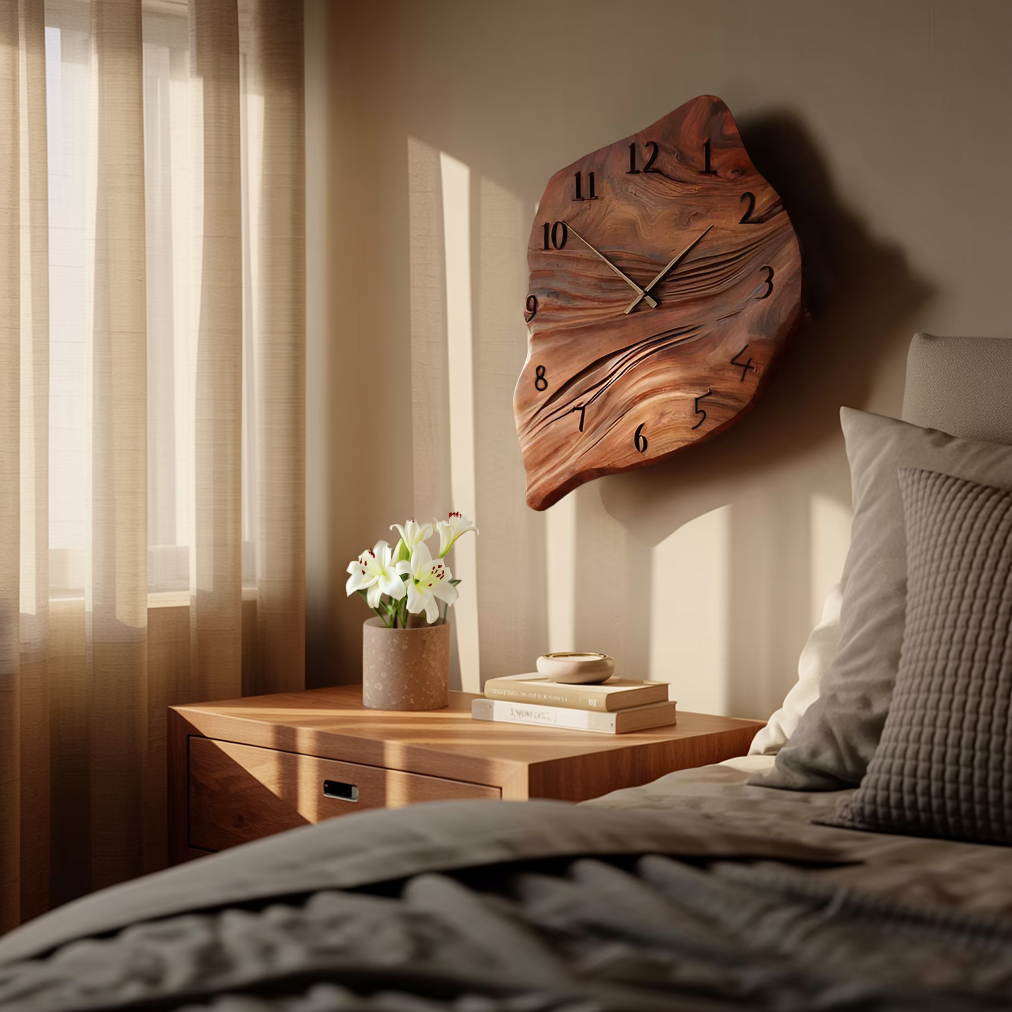 Minimalist Wall Clock Organic Shape Clock For Living Room RTTHHNWAC008
