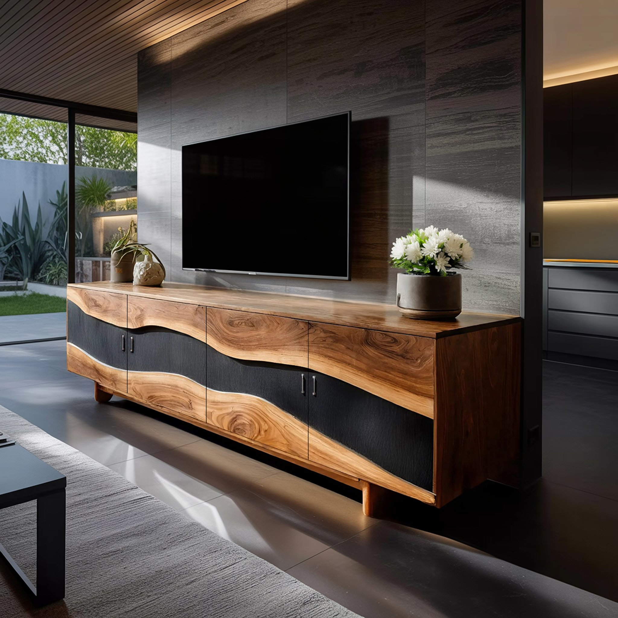 Modern Solid Wood TV Stand For Furniture Decor SILDTTNTVC109