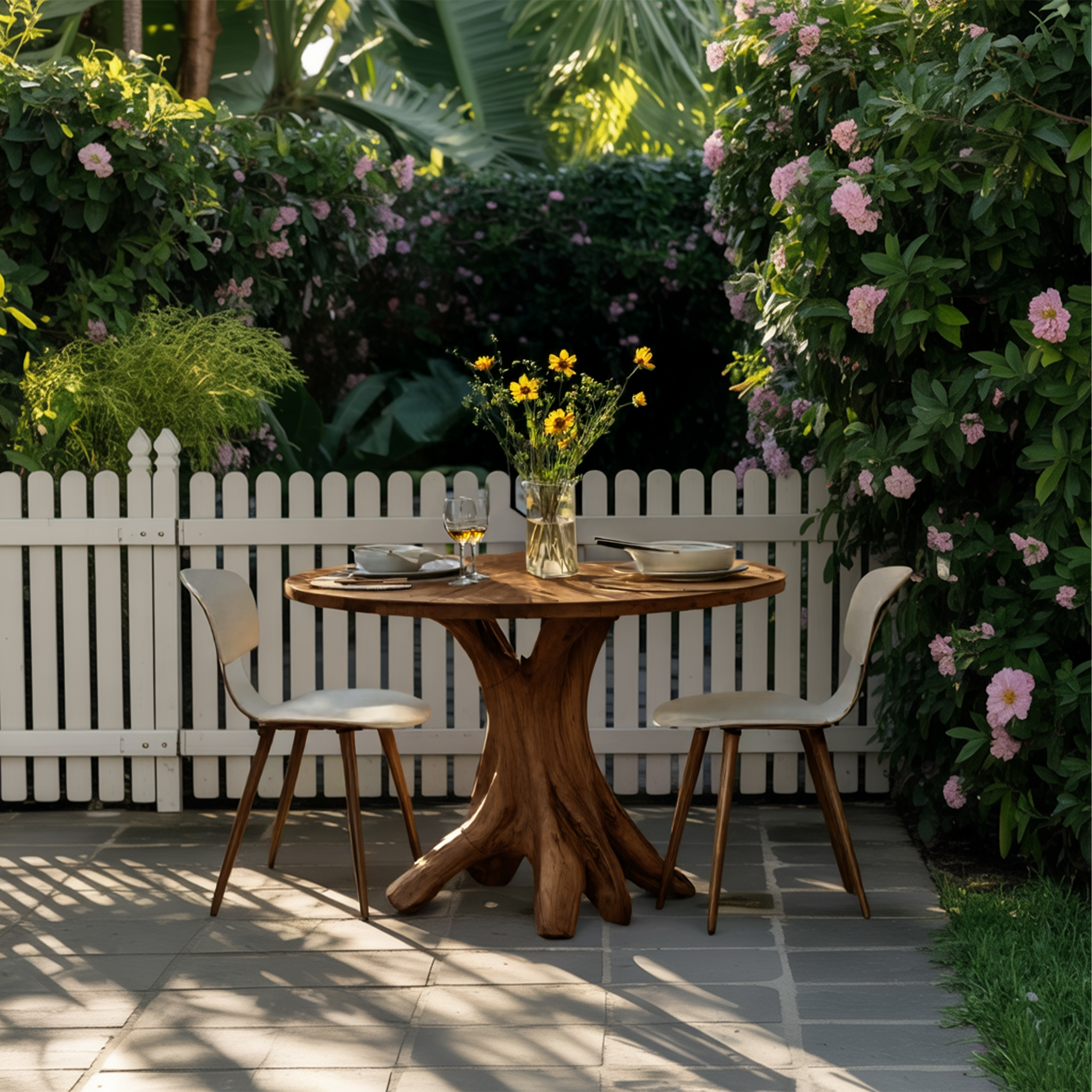 Mid Century Wooden Dining Table For A Warm Outdoor Space SILDTTNDN010