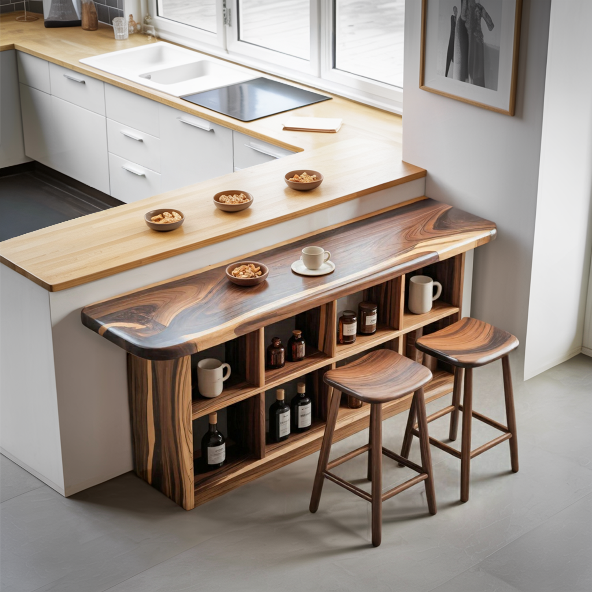 Wooden Bar Table With Storage For Compact Kitchen Or Coffee Bar SITHTTBTA005