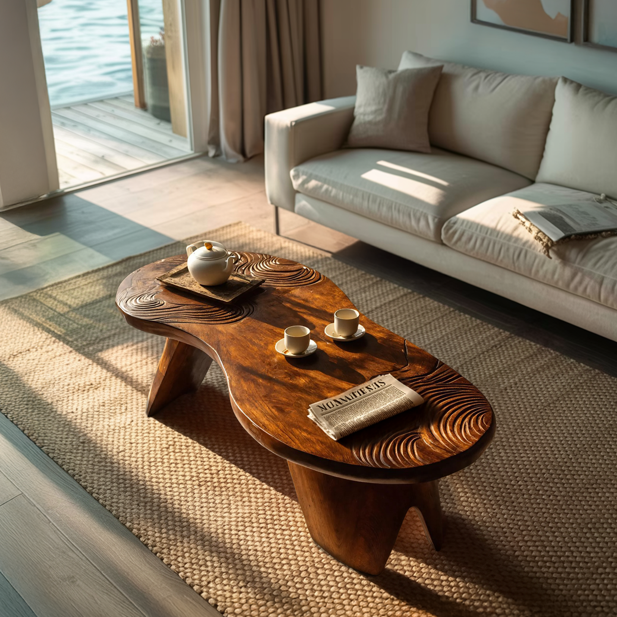 Farmhouse Irregular Abstract Coffee Table For Living Room SILDTTRCF081