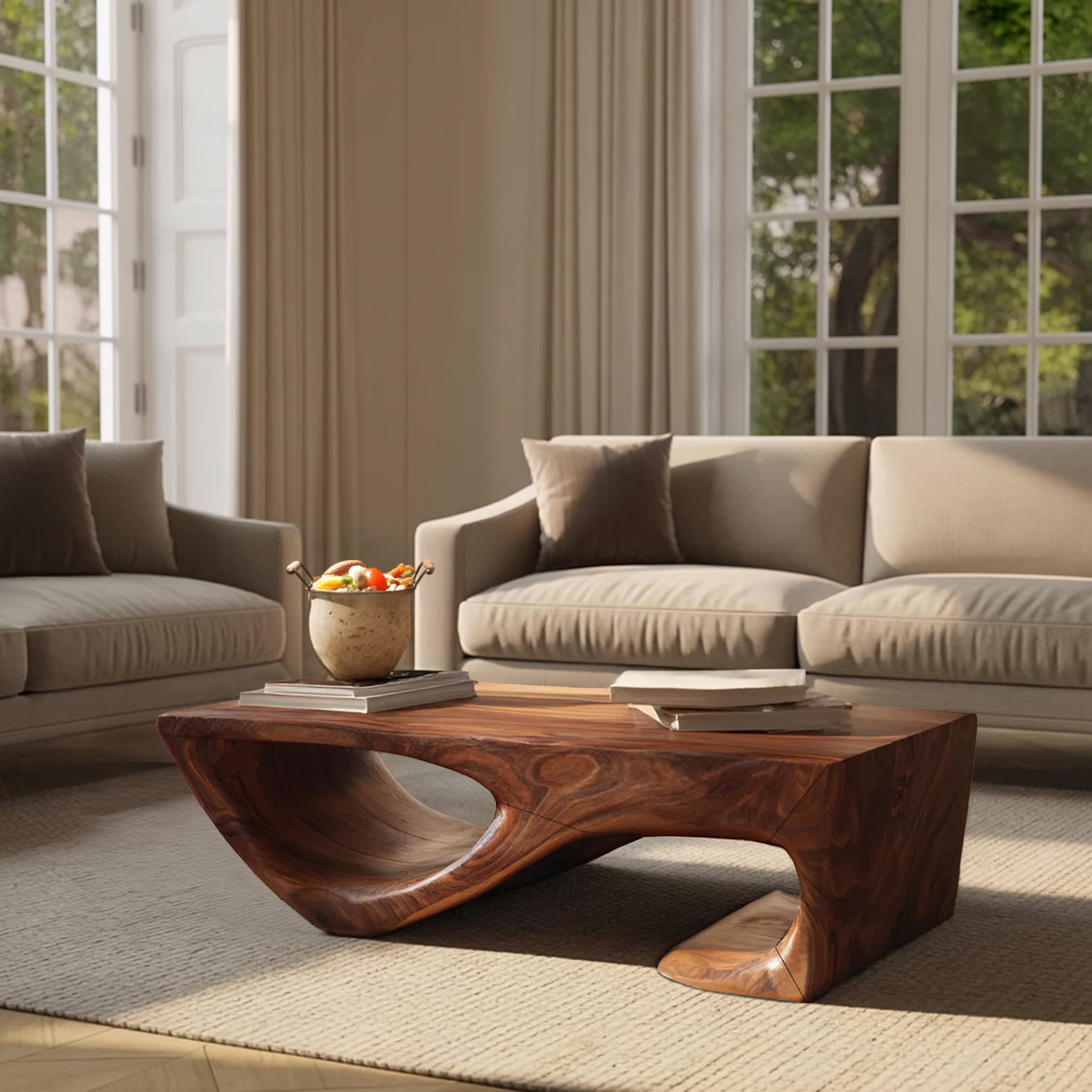 Minimal Curved Coffee Table For Living Room RTTHHNCF047
