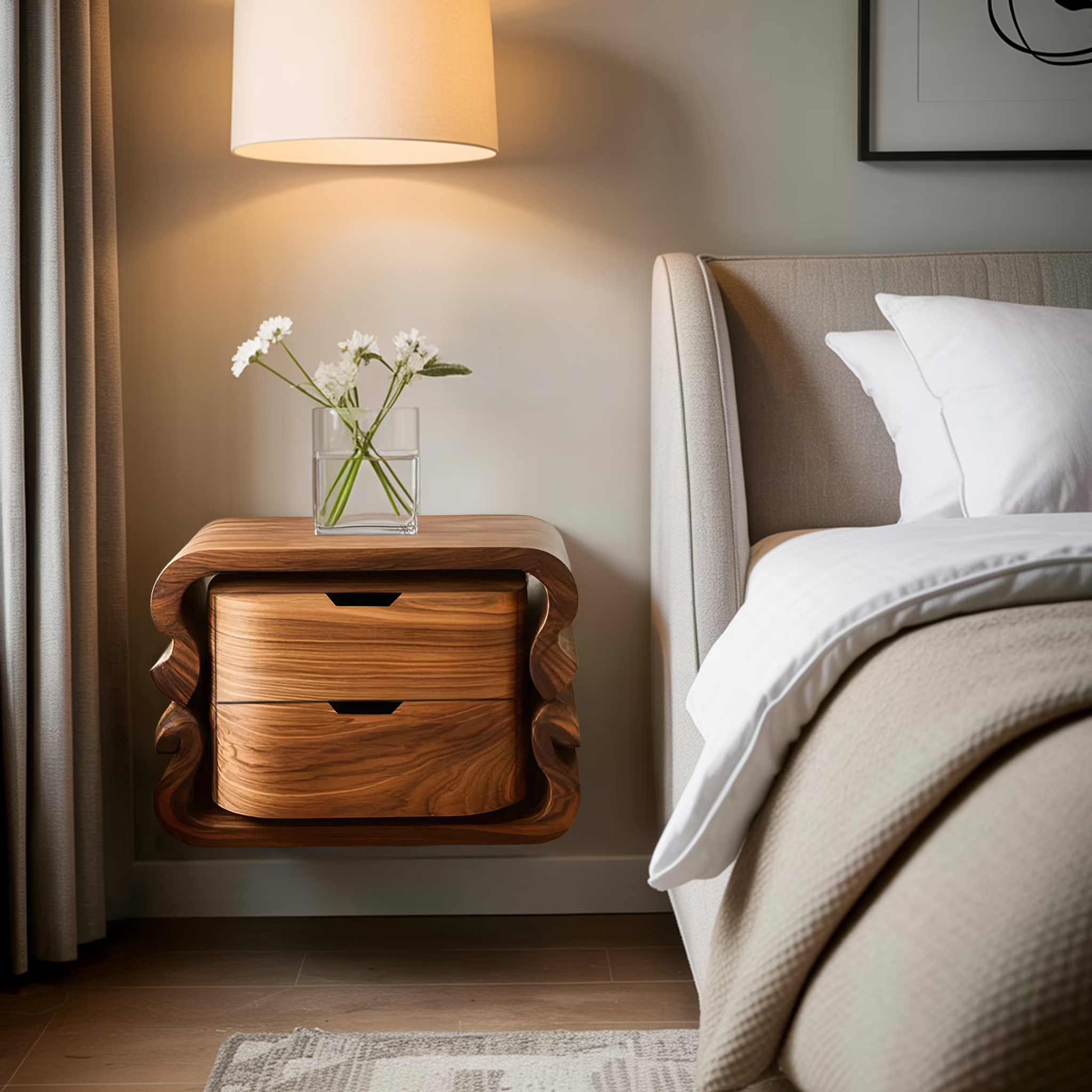 Sculptural Floating Nightstand For Modern Bedroom RTTHHNNS009