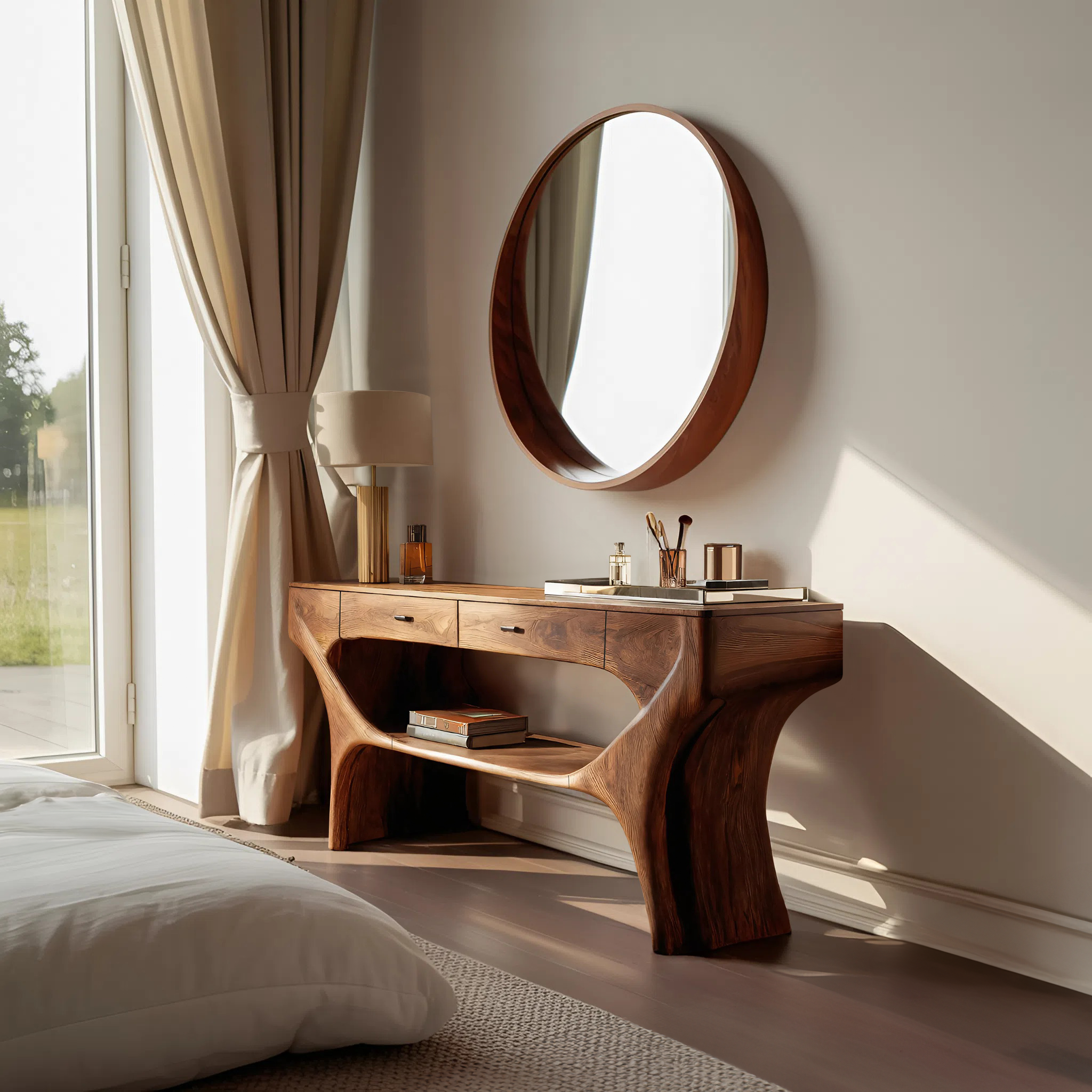 Artistic Handmade Vanity Table With Drawers For Bedroom SITHTTMV002