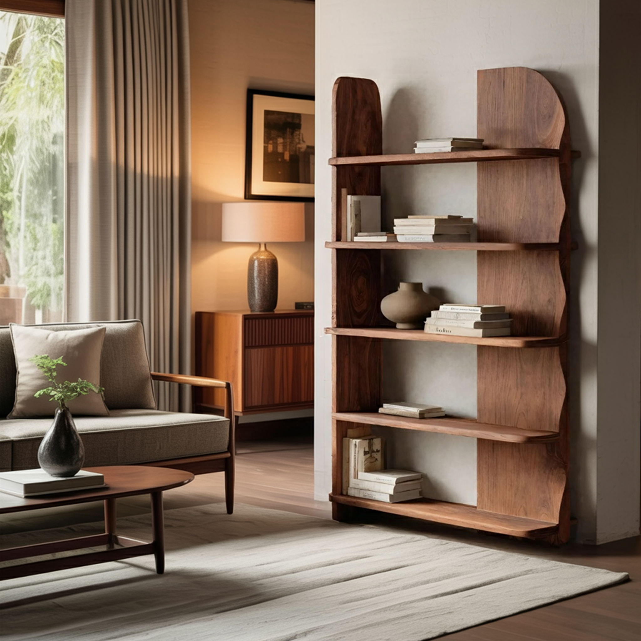 Minimalist Bookcase Sculptural Design For Living Decor RTTHHNBS081