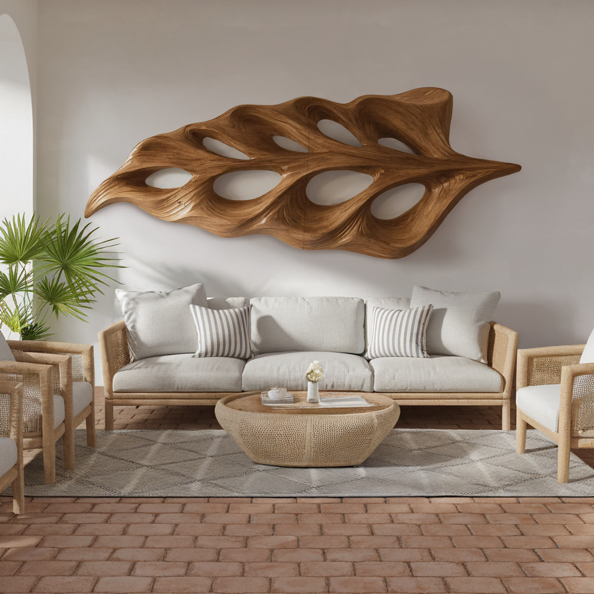 Modern Flowing Leaf Shape Carved For Home RTTHHNWA095