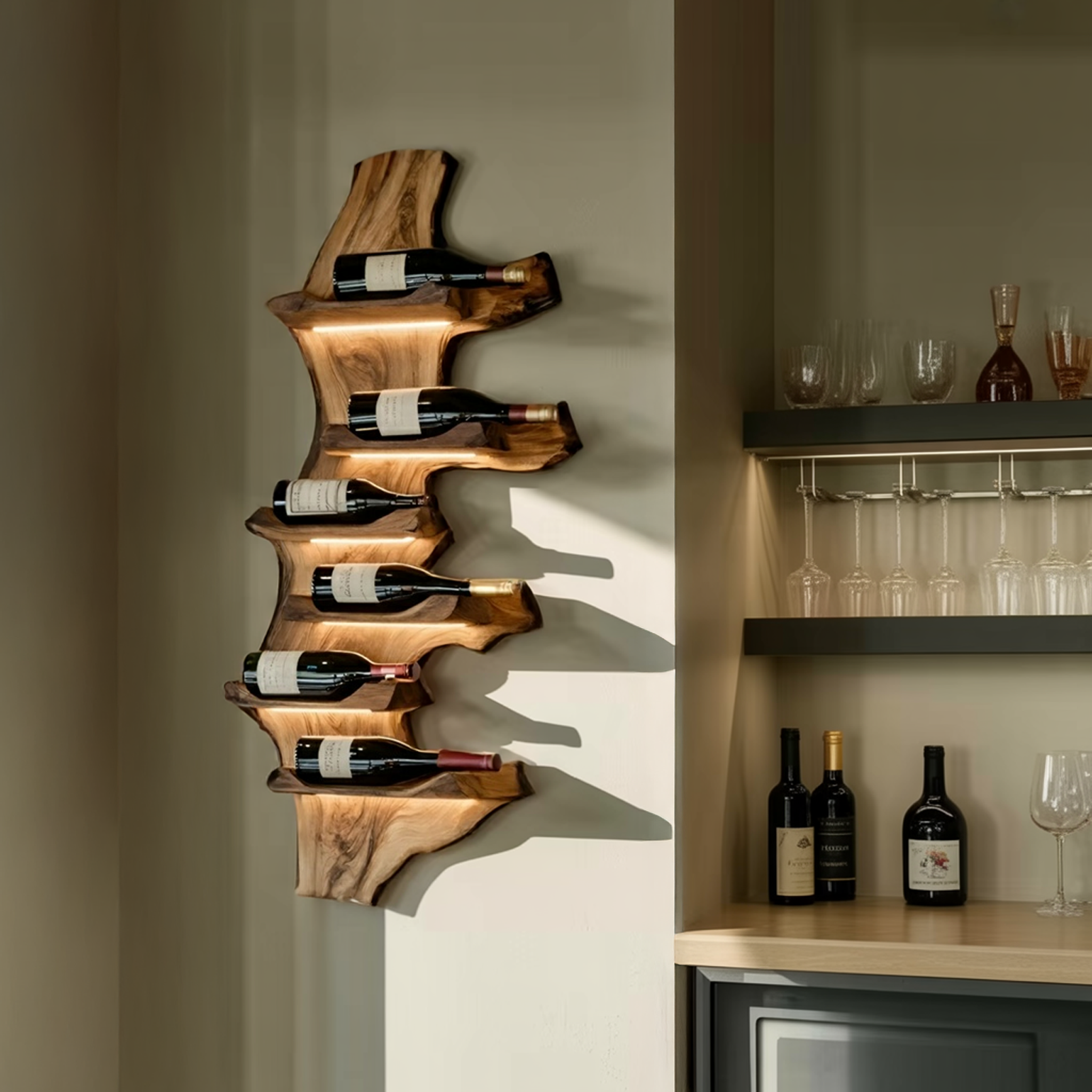Farmhouse Live Edge Wine Holder For Entryway Furniture Decor SILDTTRWH048