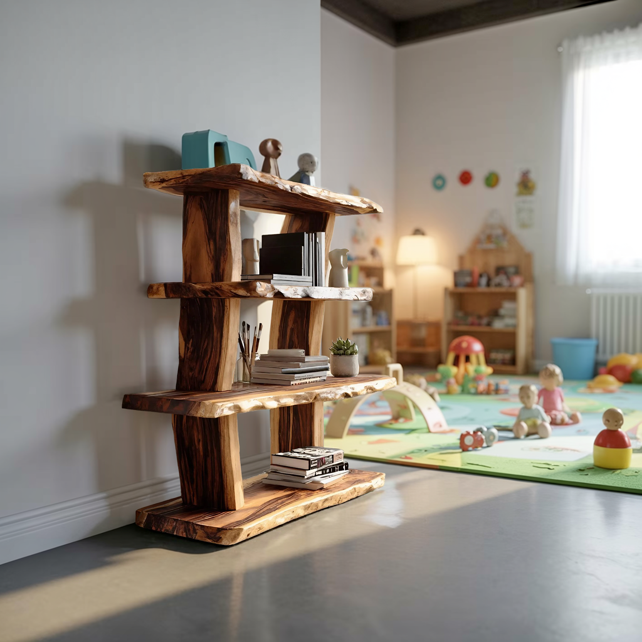 Contemporary Wood Bookshelf For Living Room Storage And Modern Decor SILDTTNFGS007