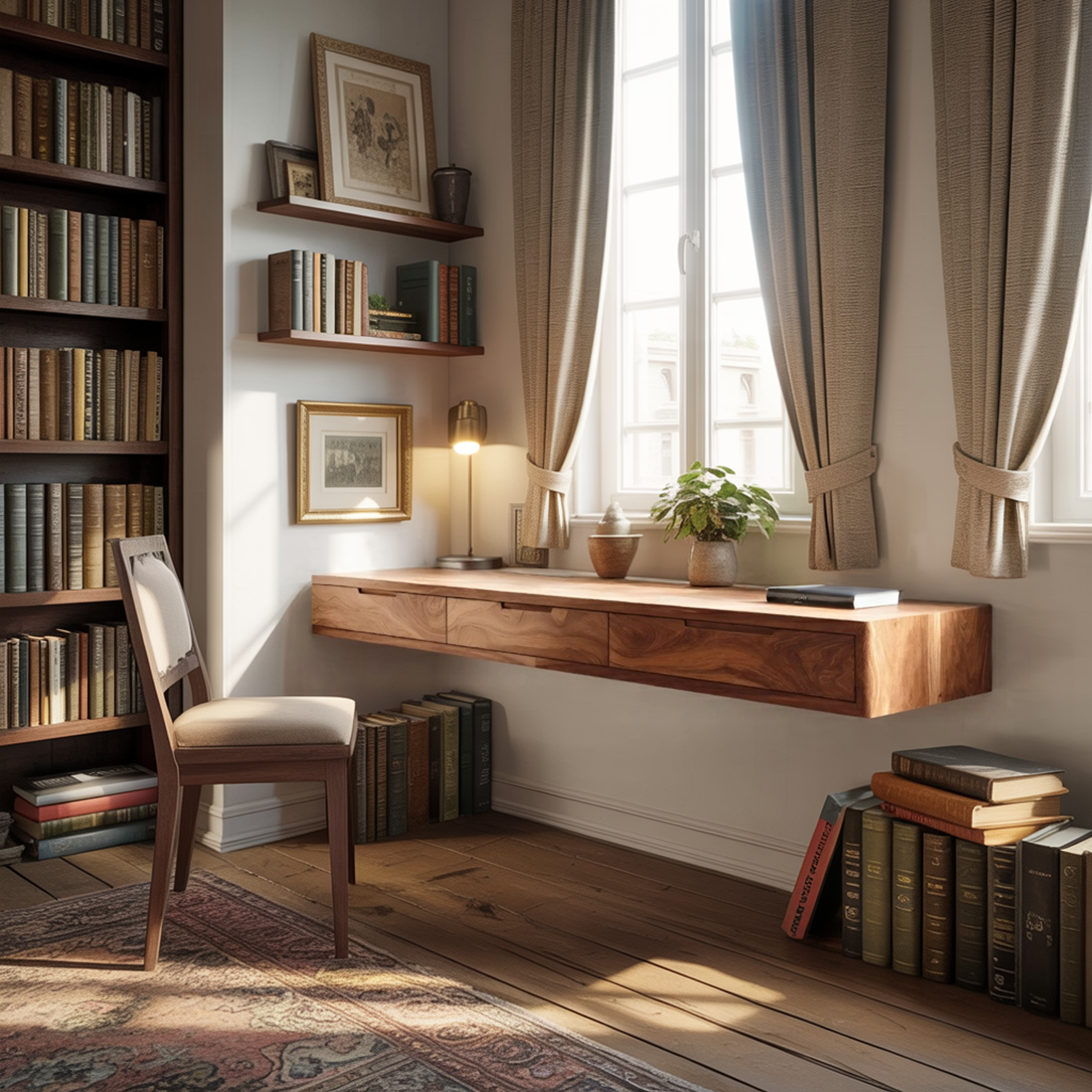 Modern Floating Desk With Drawers For Home Office SITHHNFLD013