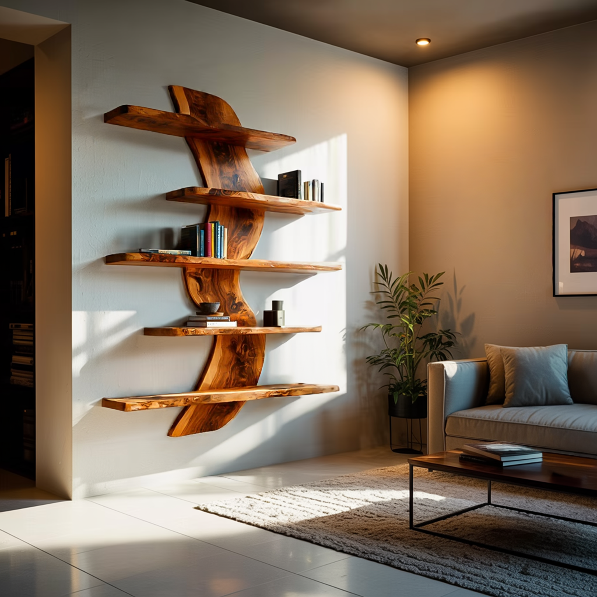 Sculptural Wall Mounted Bookshelf For Modern Living Room RTTHTTBS070