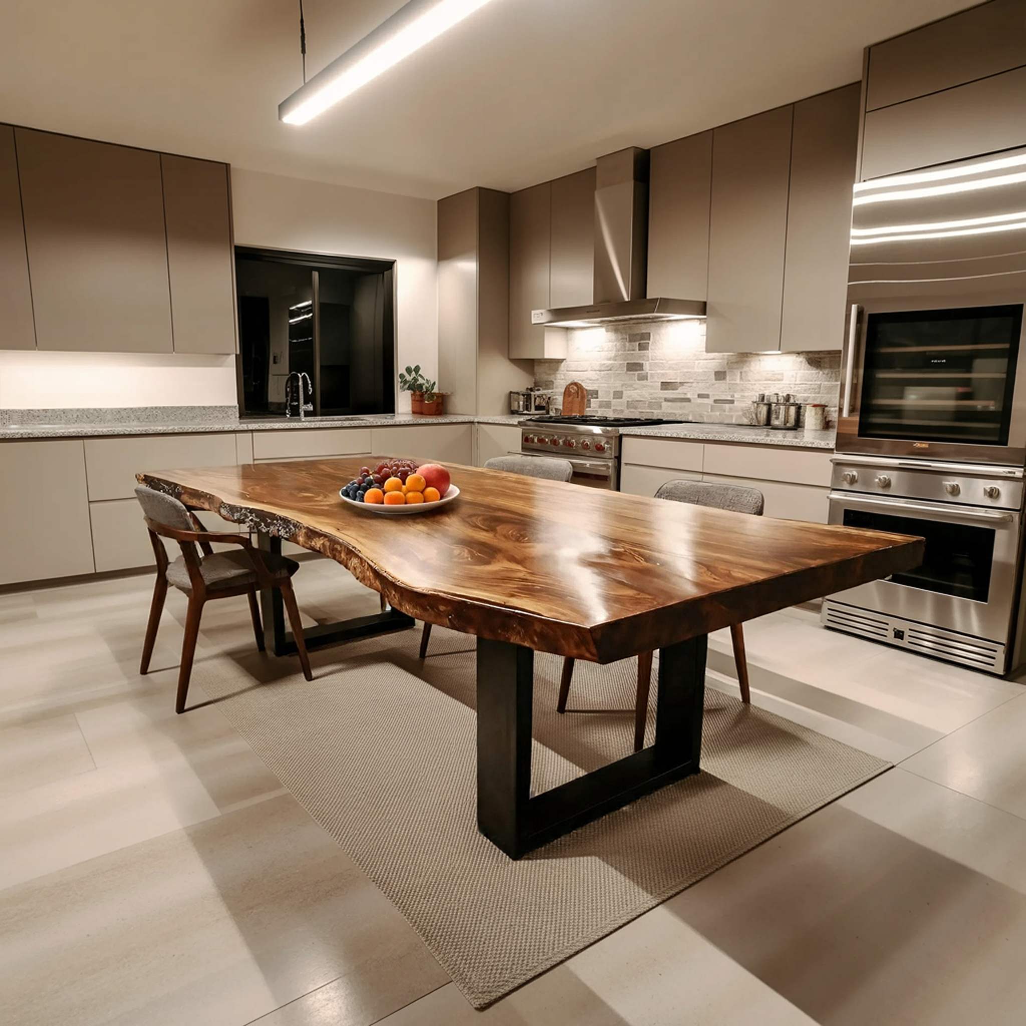 Furniture Decor Modern Solid Wood Dining Table Sleek Edge SILDTTRDN032