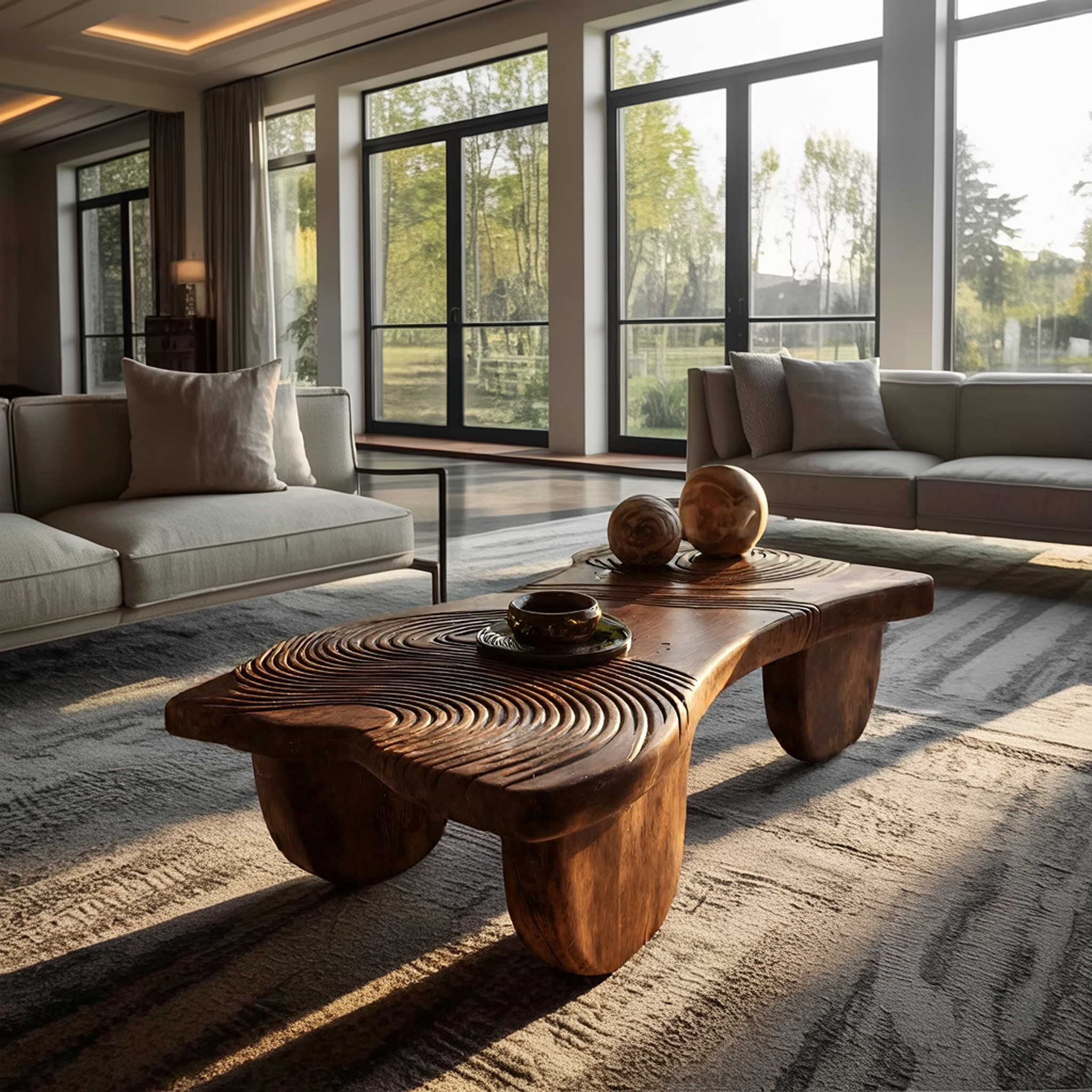 Farmhouse Abstract Solid Wood Coffee Table For Living Room SILDTTRCF053