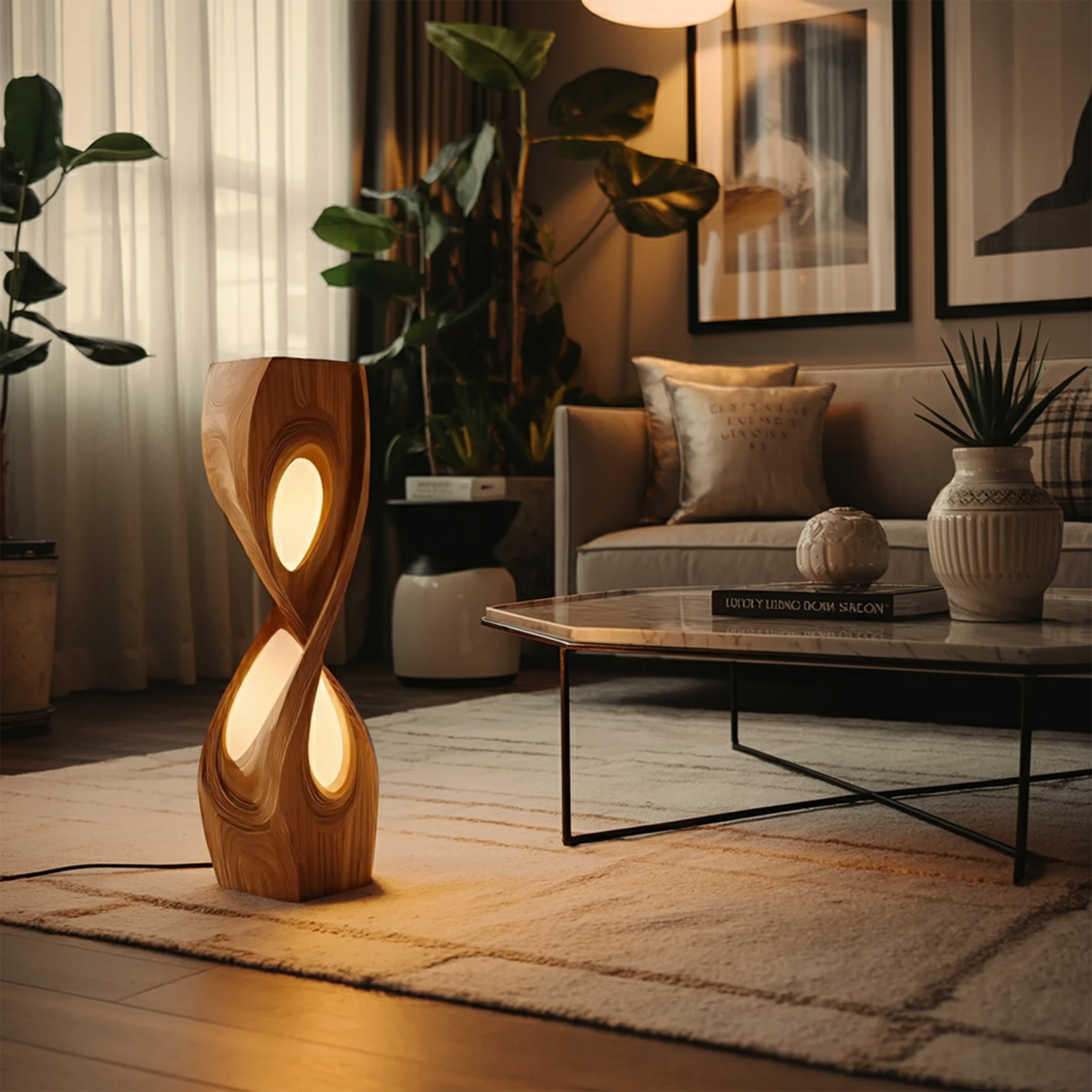 Organic Sculptural Twisted Floor Lamp For Bedroom SITHHNLAM029