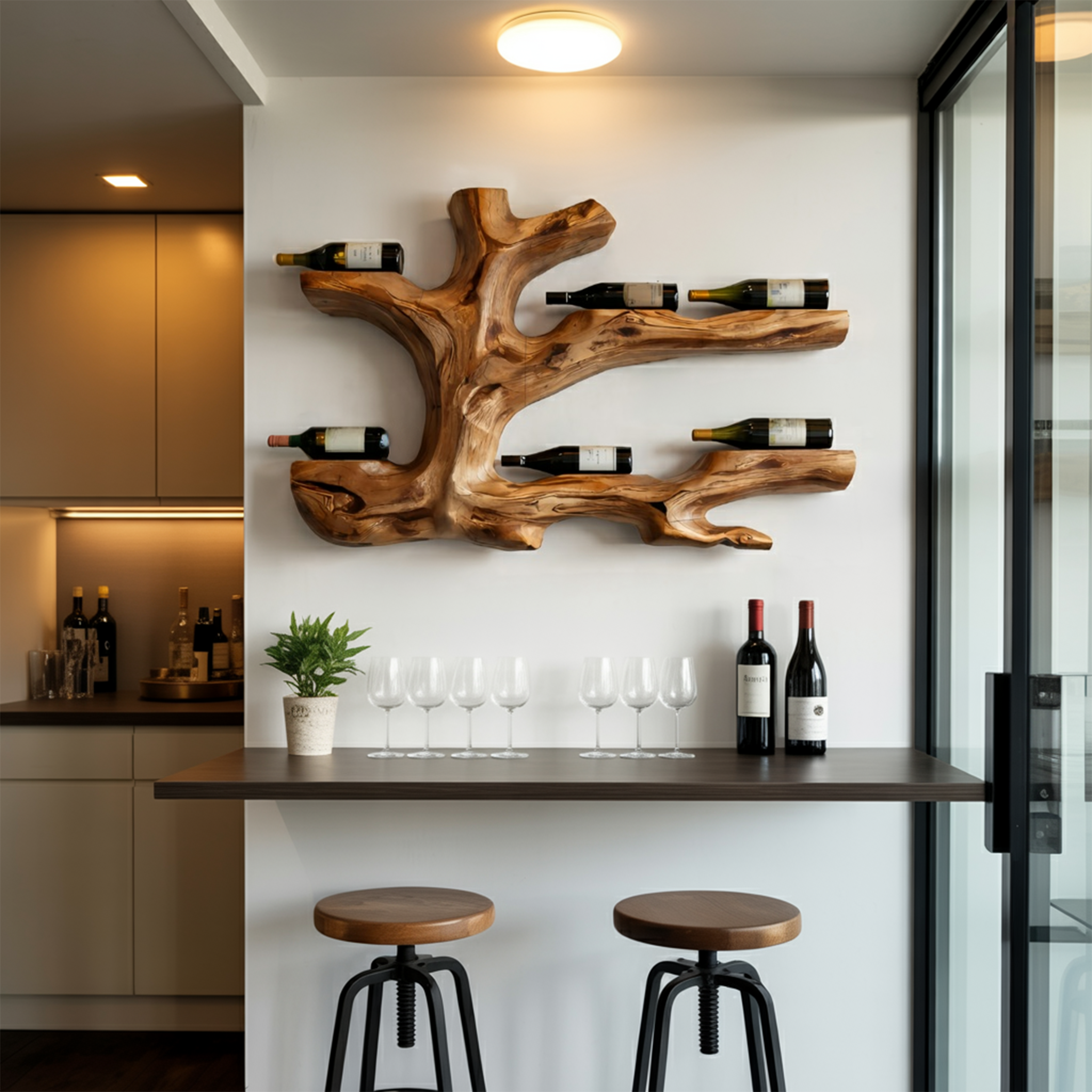 Rustic Live Edge Wine Rack Wall Hanging For Home Interiors RTTHTTWH008