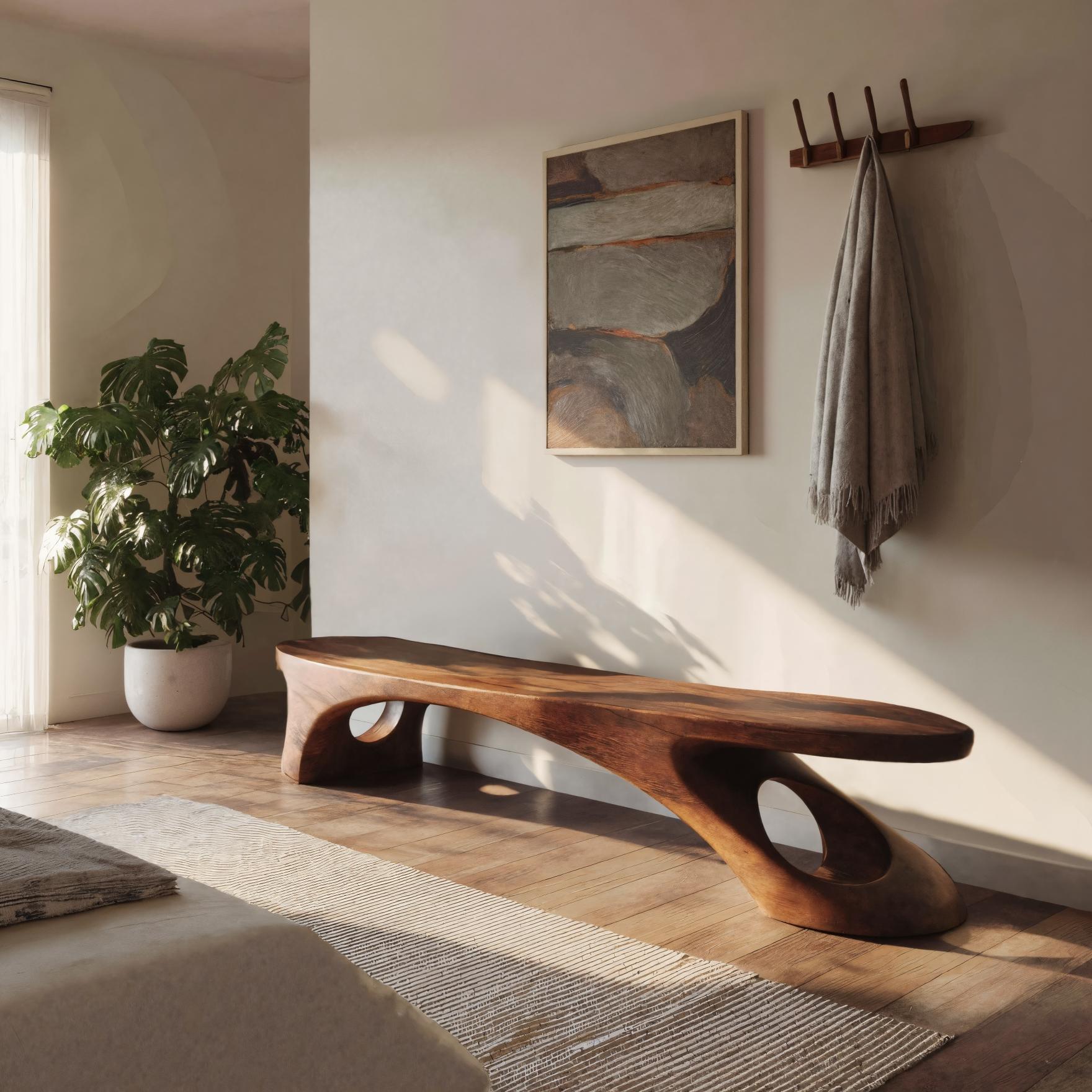 Modern Sculptural Bench With Organic Design For Entryway SITHHNCHR045