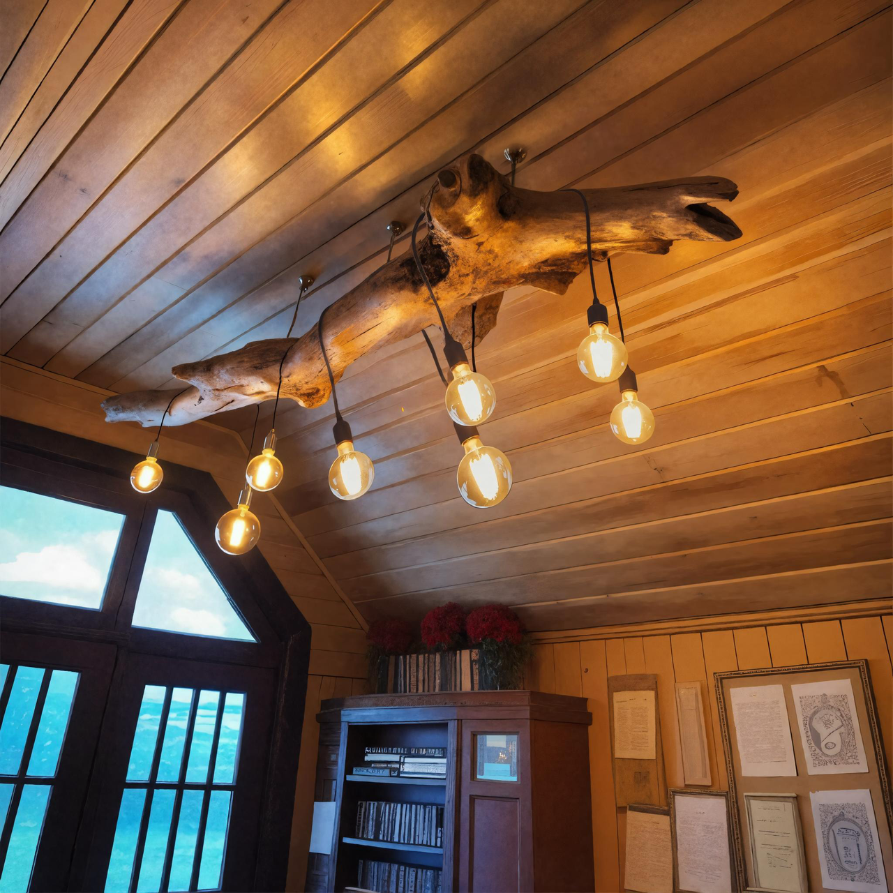 Rustic Ceiling Light With Edison Bulbs For Cabin Loft Or Dining Room SITHHNLAM007