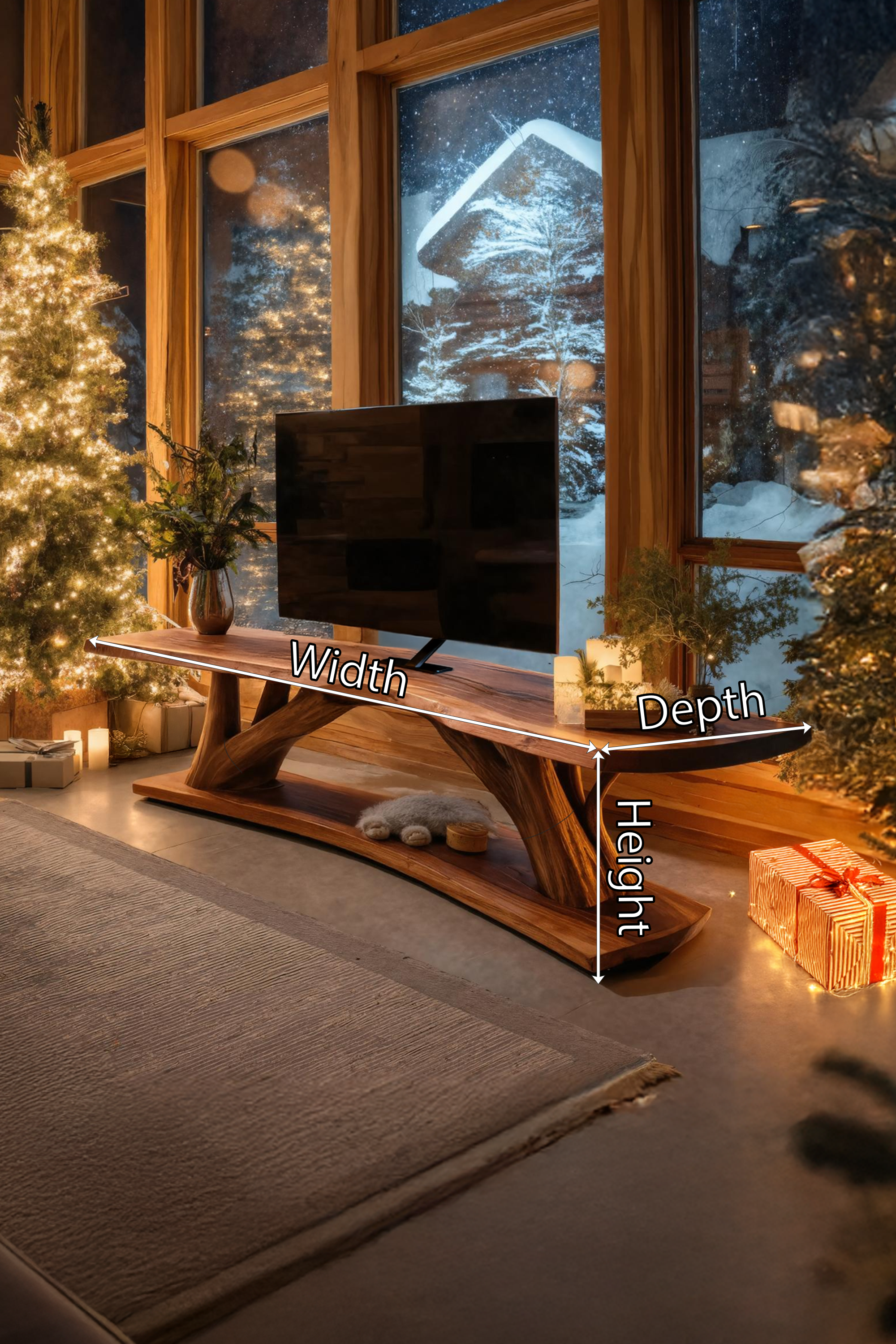 Mid Century Wooden Live Edge TV Console For Festive Bedroom SILDTTRCTV021