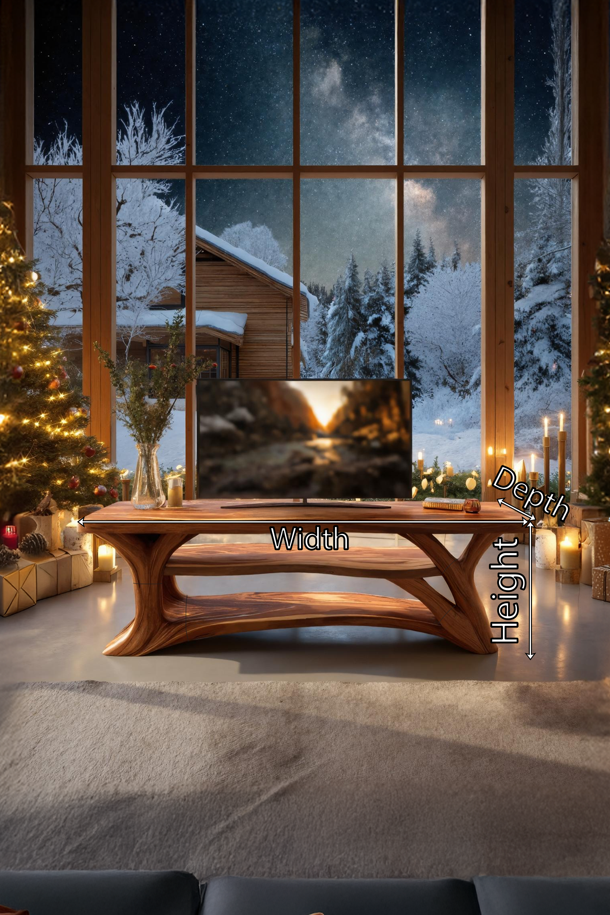 Mid Century Solid Wood TV Console For Cozy Christmas Living Room SILDTTRCTV041
