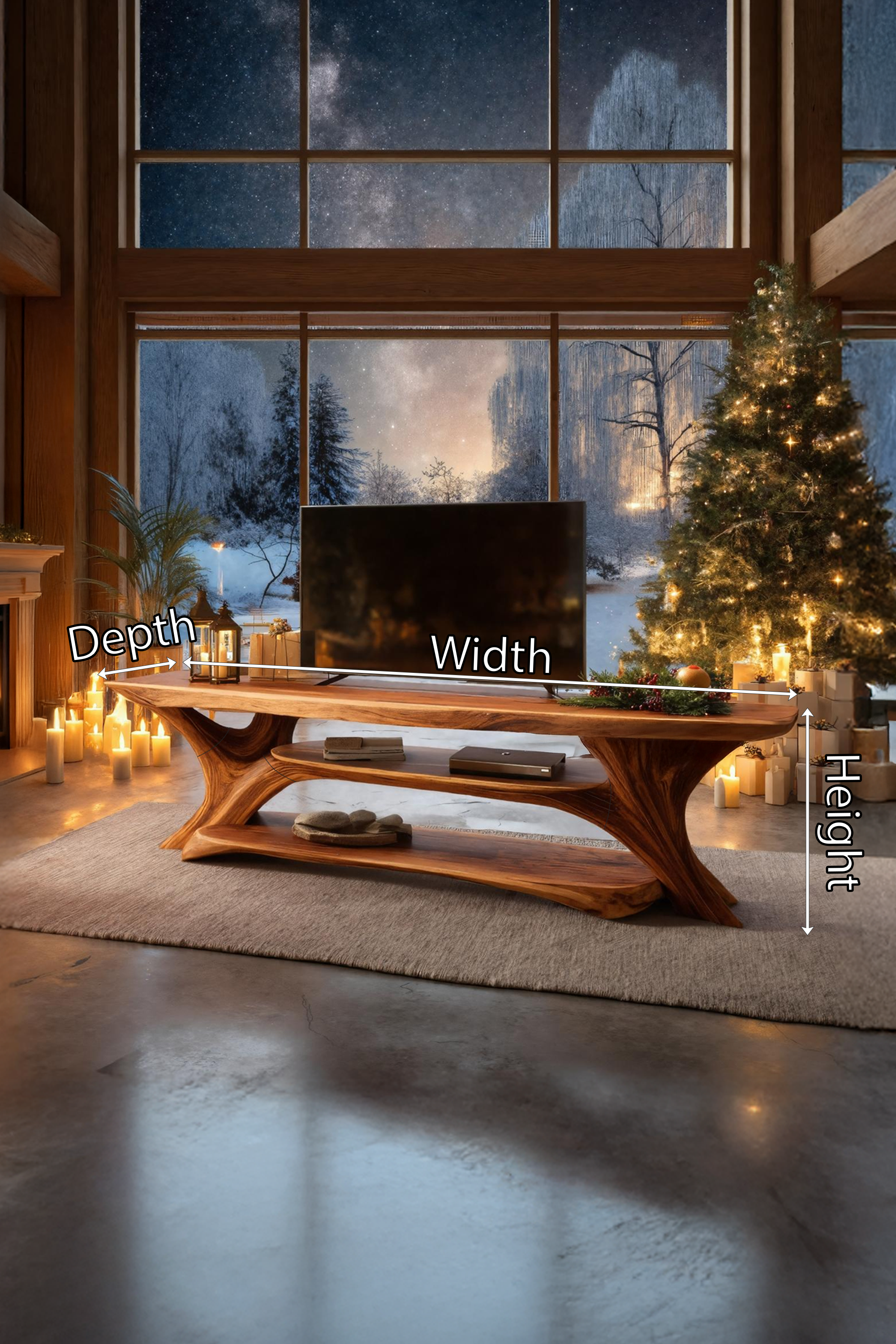 Handcrafted Live Edge Entryway TV Stand For Winter Holiday Style SILDTTRCTV047