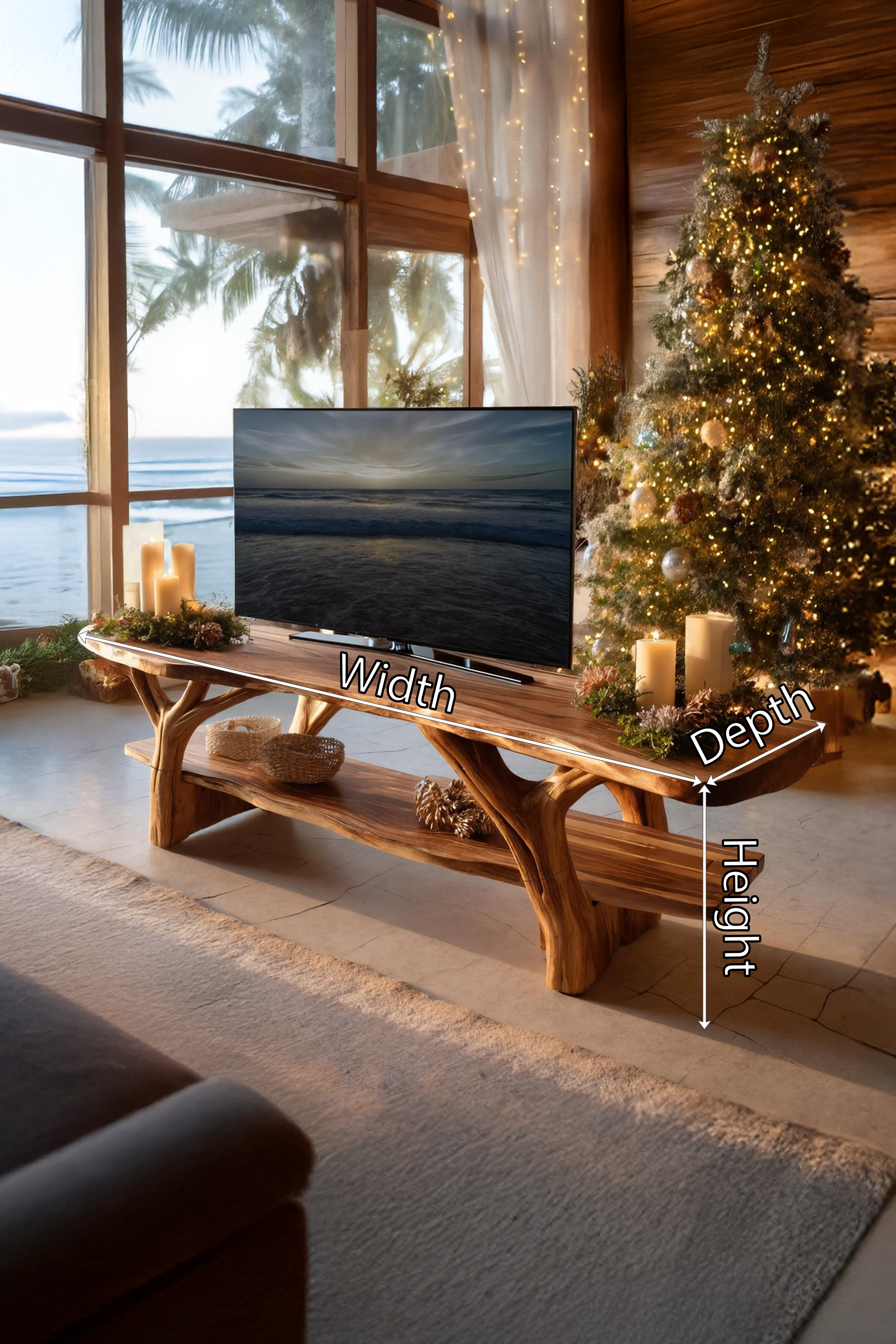 Handcrafted Solid Wood TV Console For Holiday Furniture Design SILDTTRCTV019